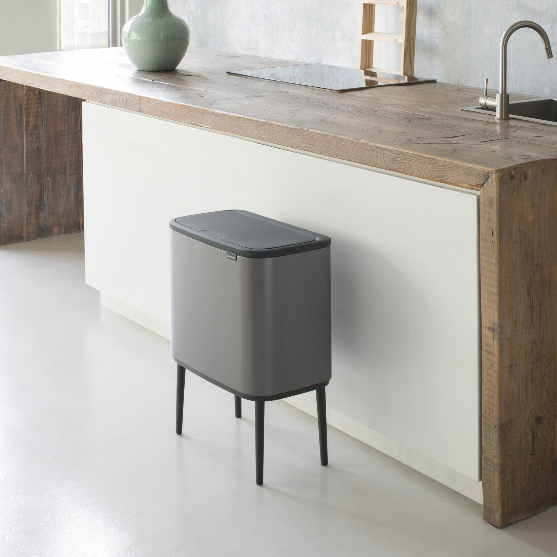 BRABANTIA Bo Touch Bin šedý 34 l (316142) - nerezový koš na třídění odpadu dvoukomorový