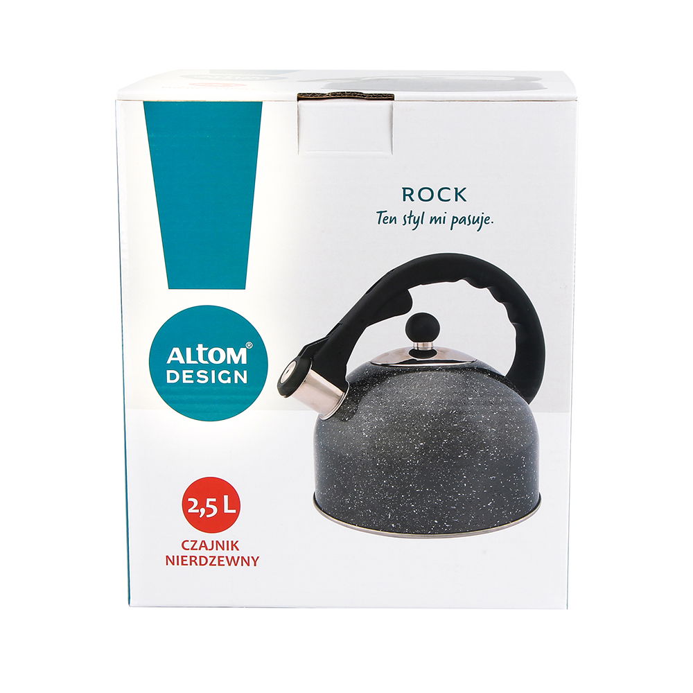 Nerezová konvice na vaření vody s píšťalkou ROCK černá 2,5 l