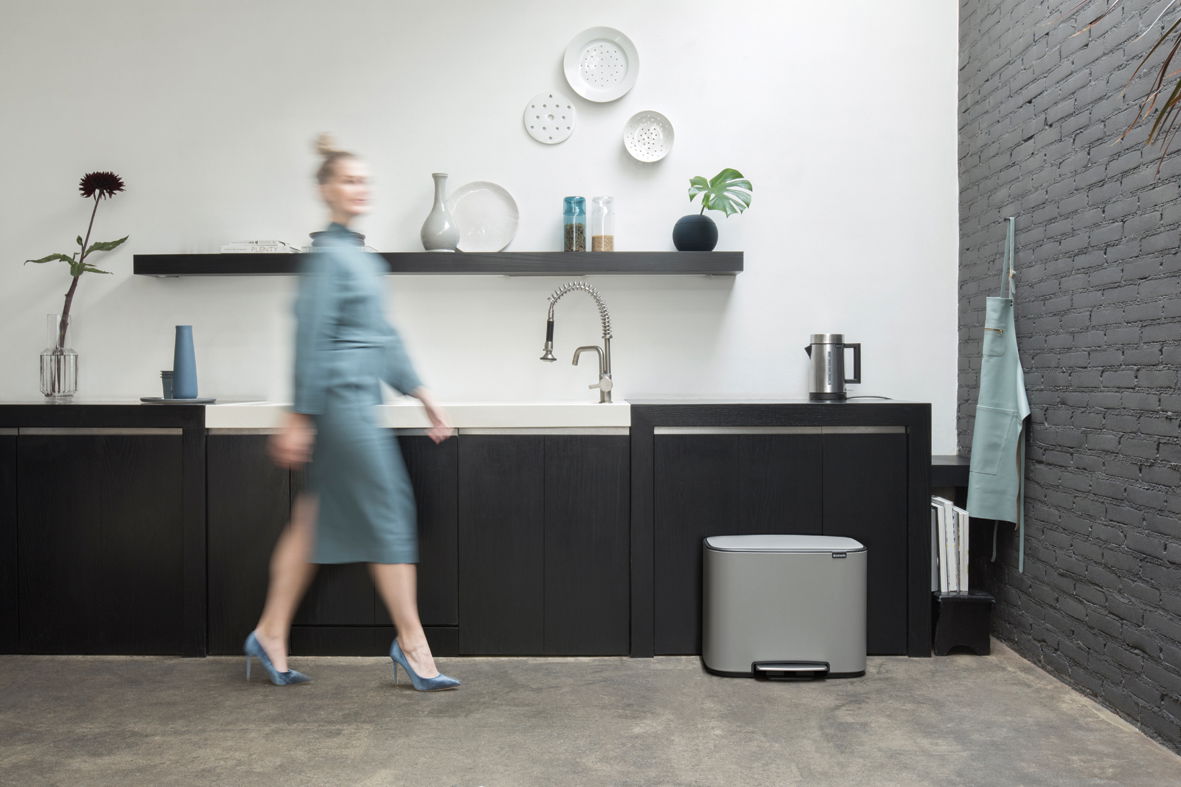 BRABANTIA Bo 11 + 23 l szary - kosz do segregacji śmieci ze stali nierdzewnej dwukomorowy