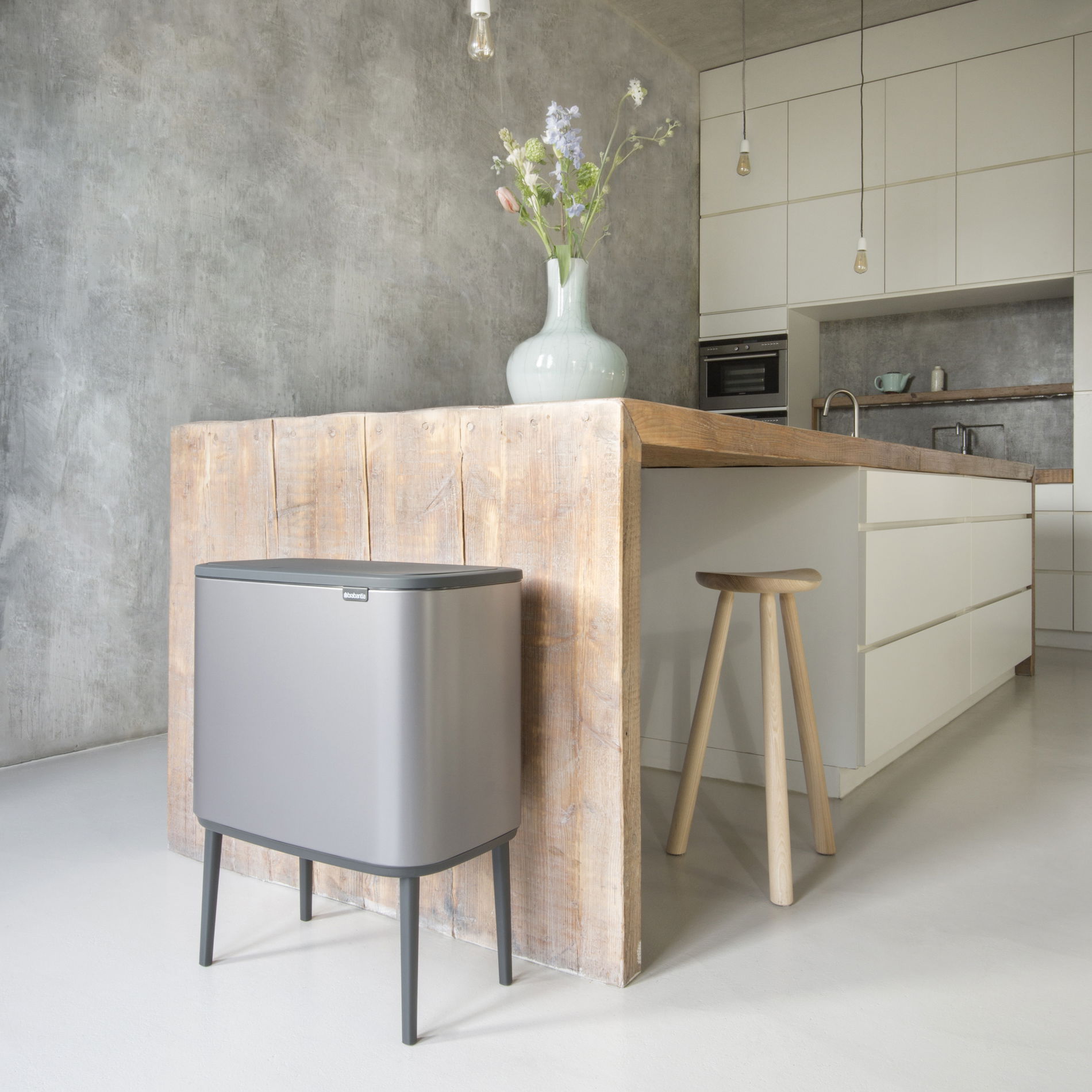 BRABANTIA Touch Bin Bo 3 x 11 l platynowy - kosz do segregacji śmieci stalowy trzykomorowy