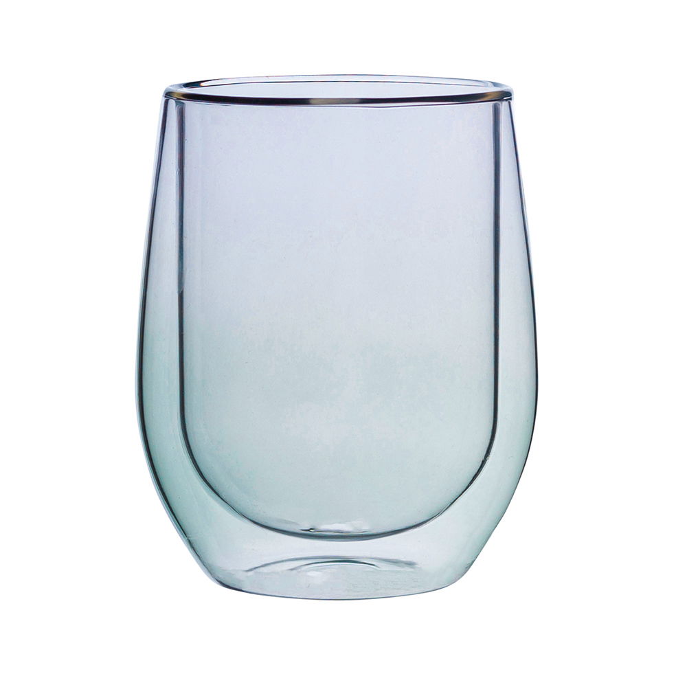 Sklenené termo poháre na kávu a čaj s dvojitými stenami ANDREA COLOR ZELENÉ 300 ml 2 ks