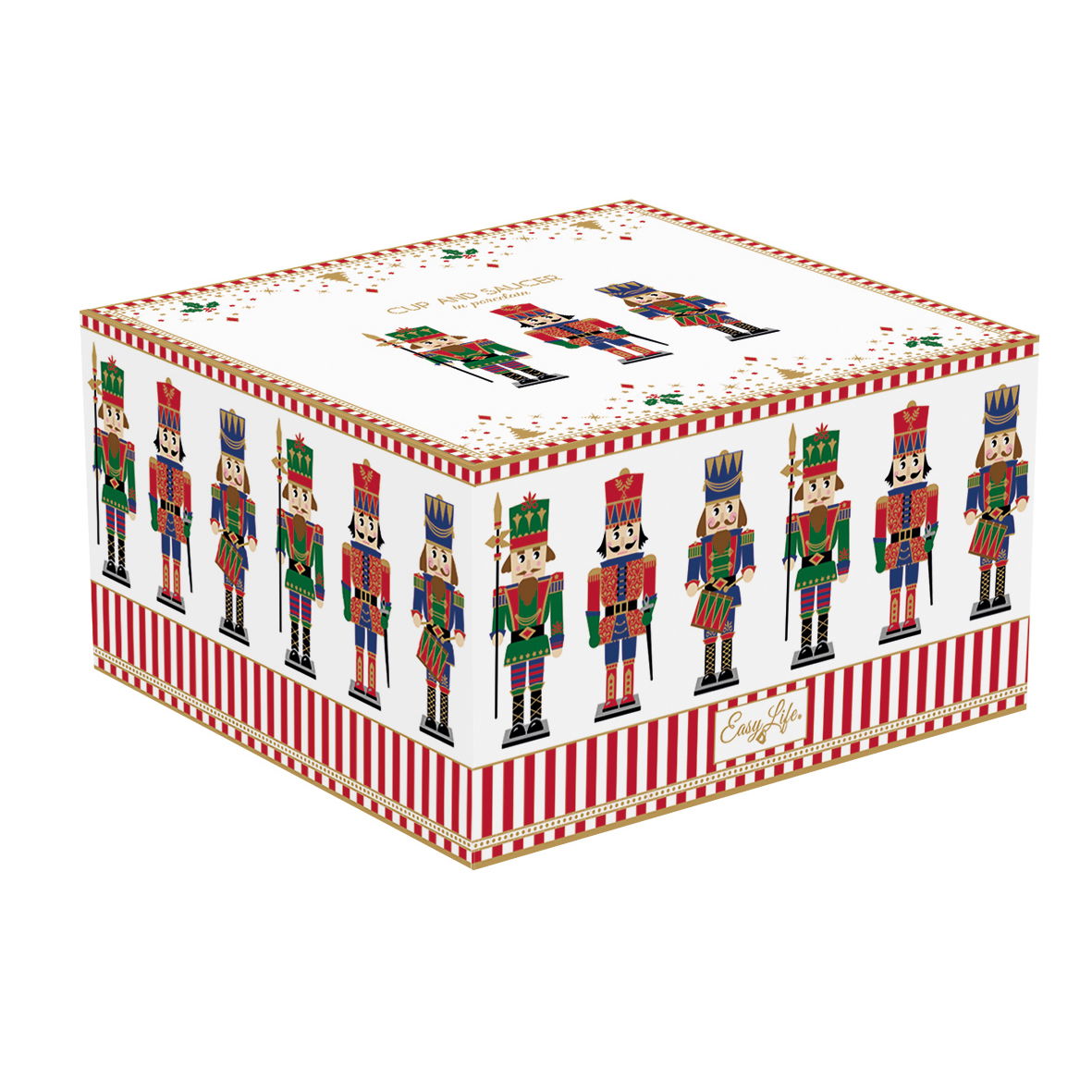 Porcelánový šálek na čaj a kávu s podšálkem CHRISTMAS IN EASY LIFE CREMAL 200 ml