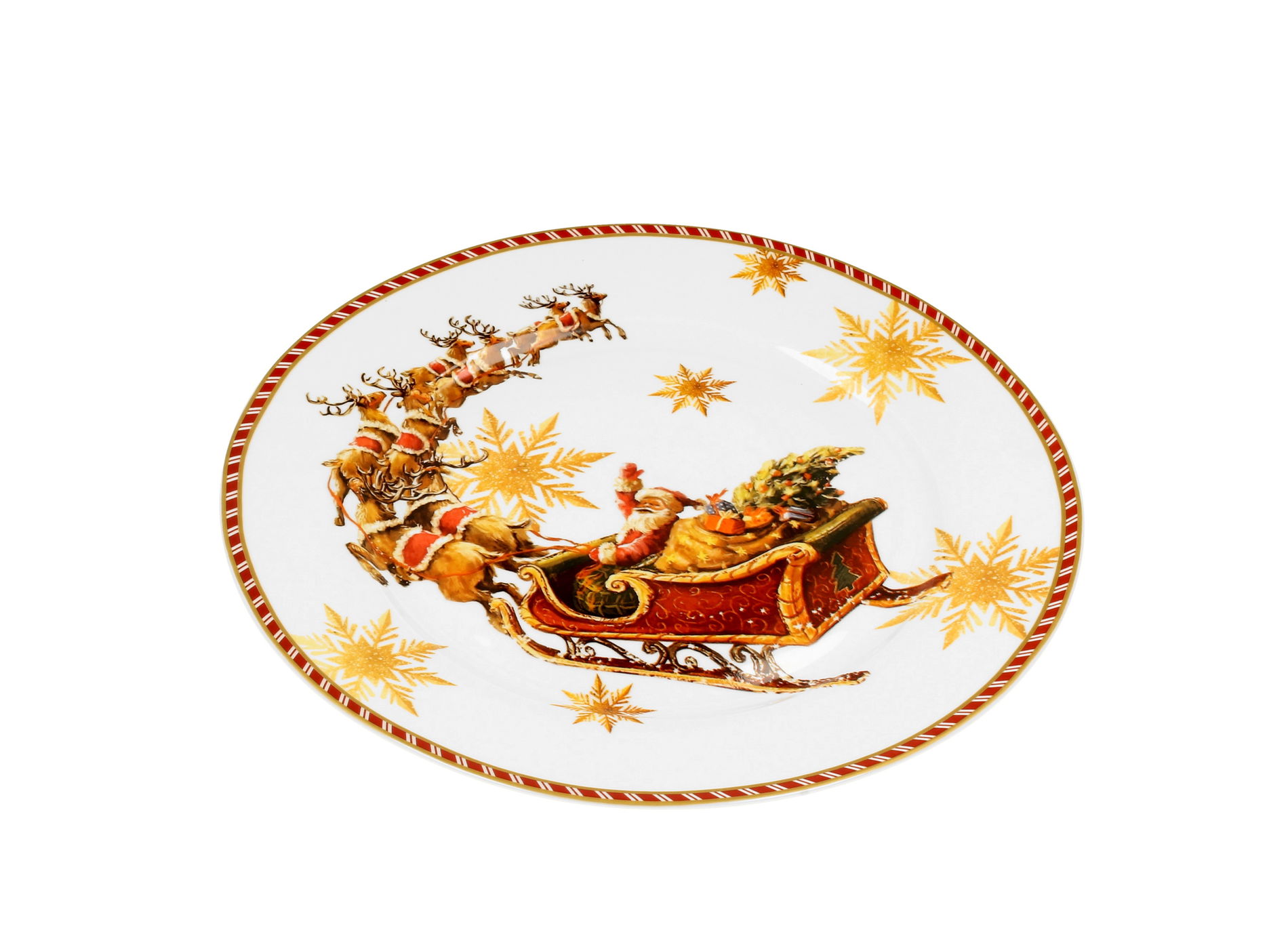 DUO CHRISTMAS CITY 27 cm vianočný tanier na večeru, porcelán DUO SANTA ON SLEIGH 27 cm
