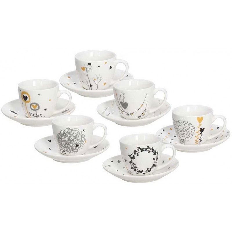 TOGNANA Goldy 90 ml 6 ks. - porcelánové espresso šálky so spodkami