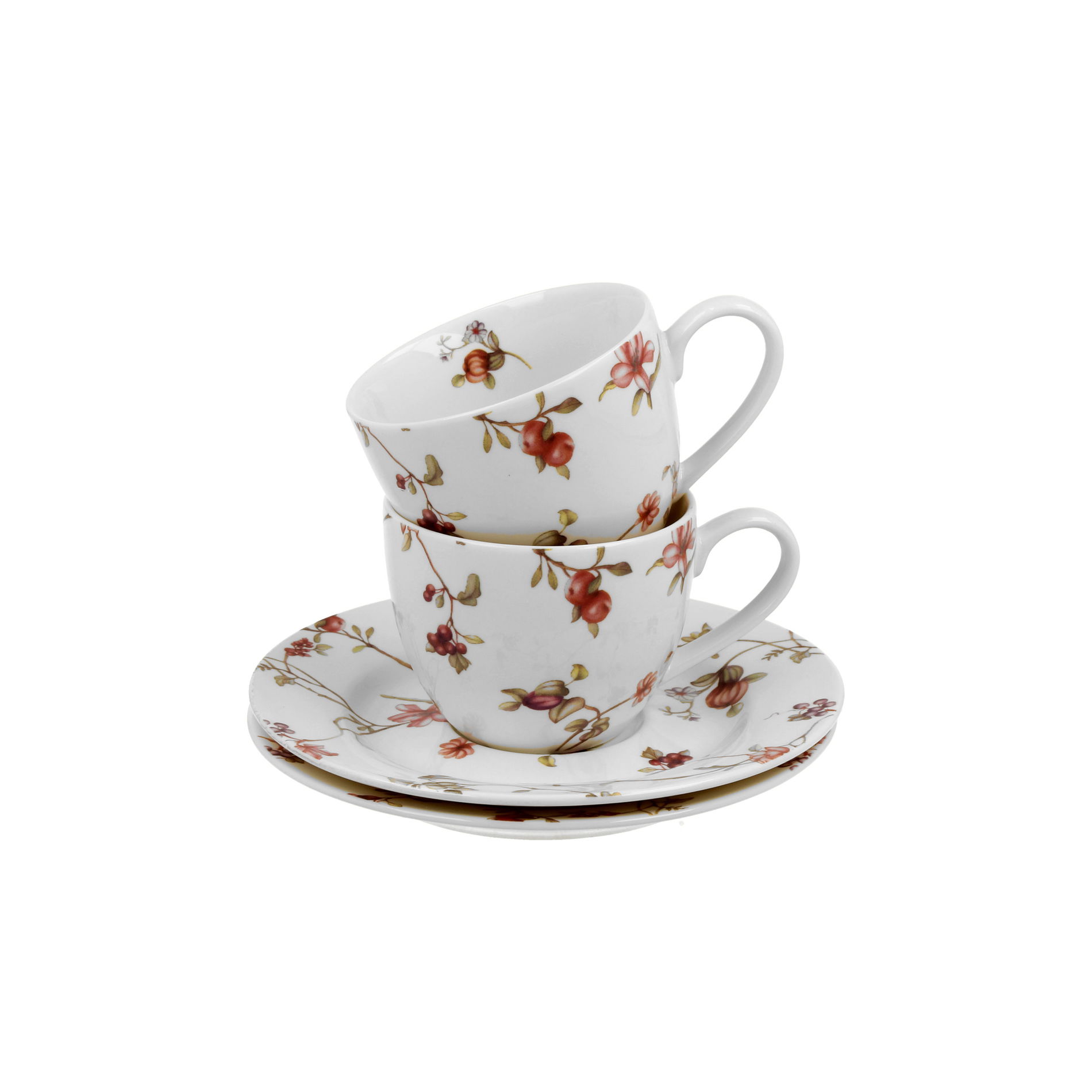 Porcelánové šálky na kávu a čaj s tanierikmi DUO ROMANTIC SAFA BIELA 110 ml 2 ks.