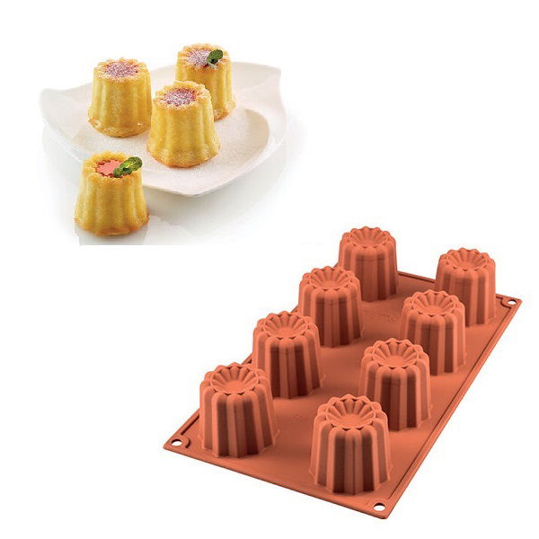 SILIKOMART Cannele SF050 - silikónová forma na pečenie 8 muffinov a babičiek