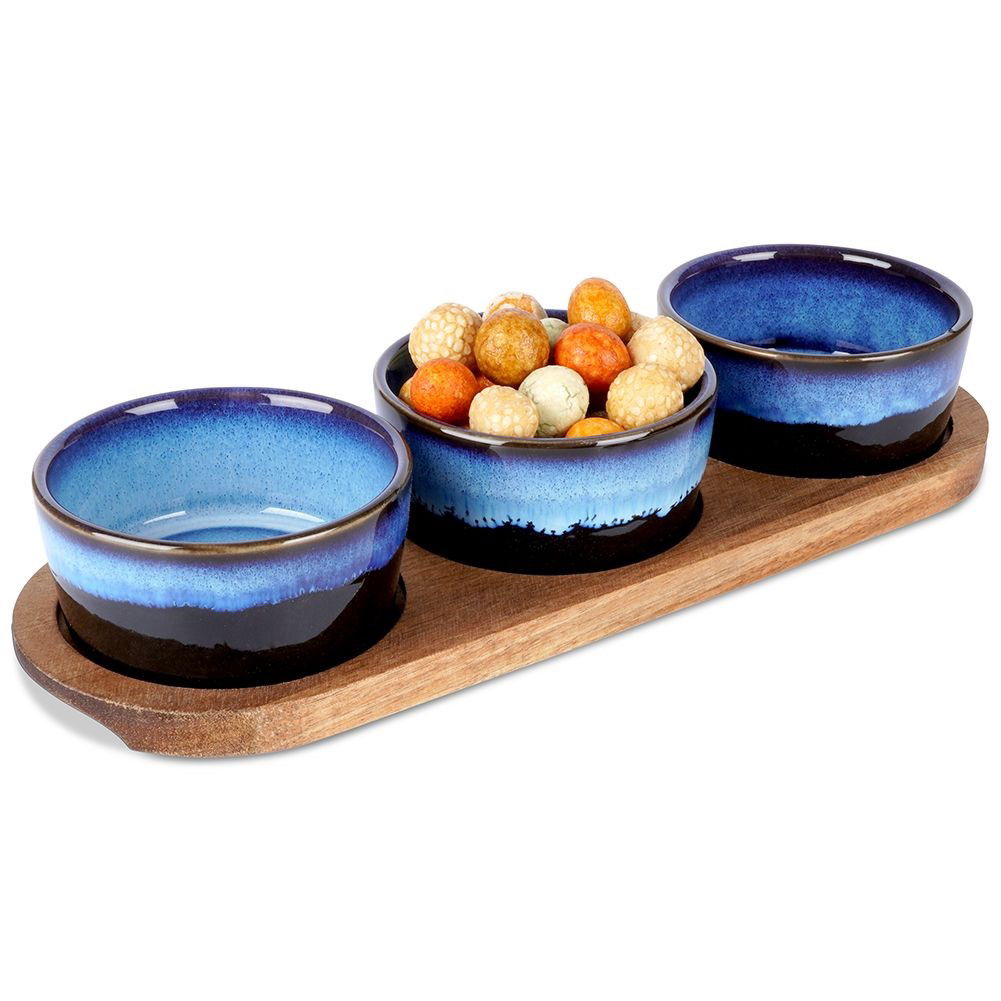 Miseczki do dipów i na przekąski ceramiczne na podstawce EXCELLENT HOUSEWARE 3 szt.