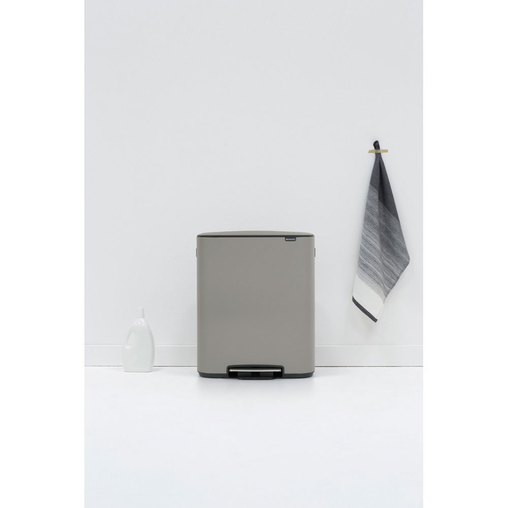 BRABANTIA Bo 2 x 30 l šedý - nerezový koš na třídění odpadu dvoukomorový s pedálem