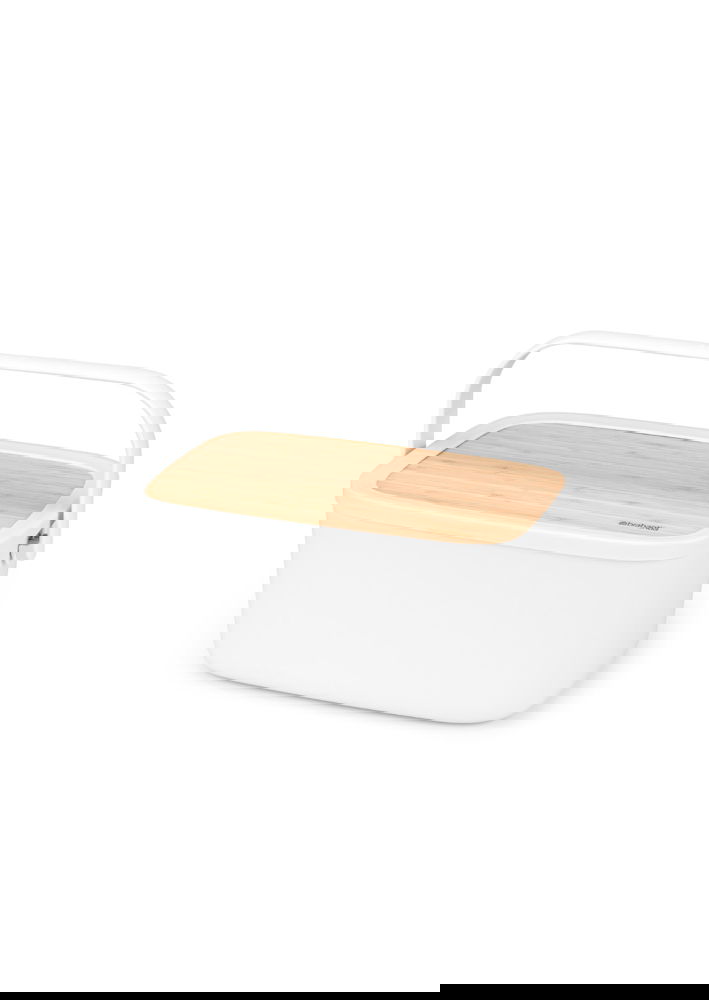 BRABANTIA Nic Chlebník 39,5 x 25,5 cm sivý - plastový chlebník s doskou na krájanie