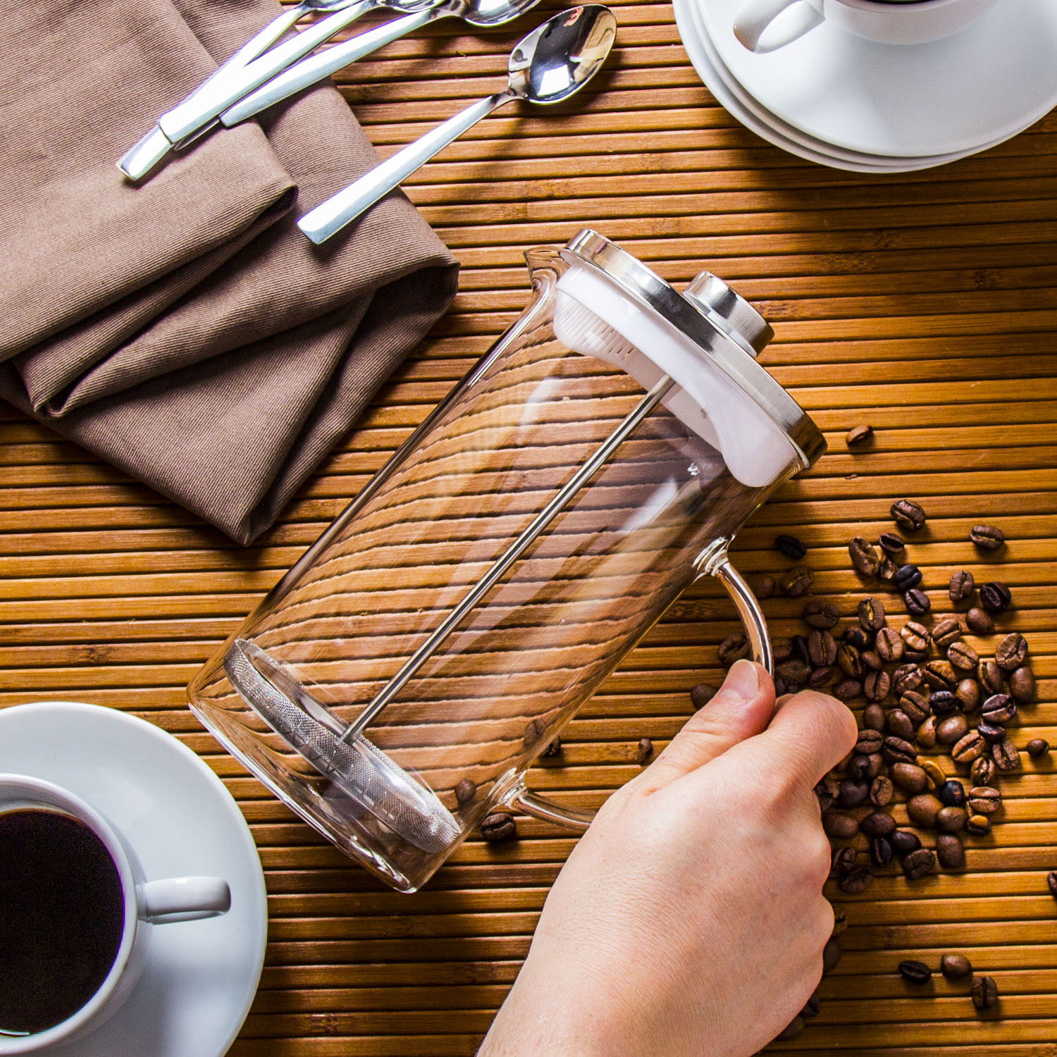 French press - skleněná konvice na čaj a kávu CREMA