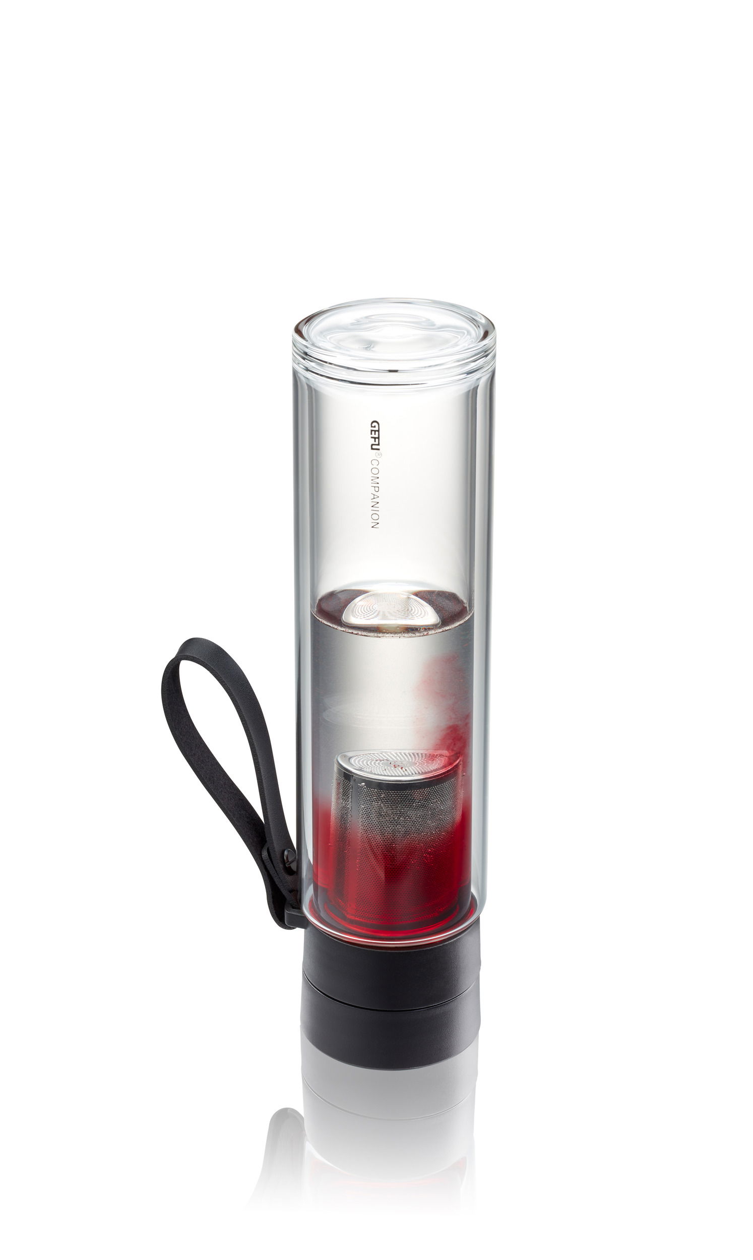 GEFU Companion 0,45 l - skleněná láhev na vodu a nápoje s infuzérem