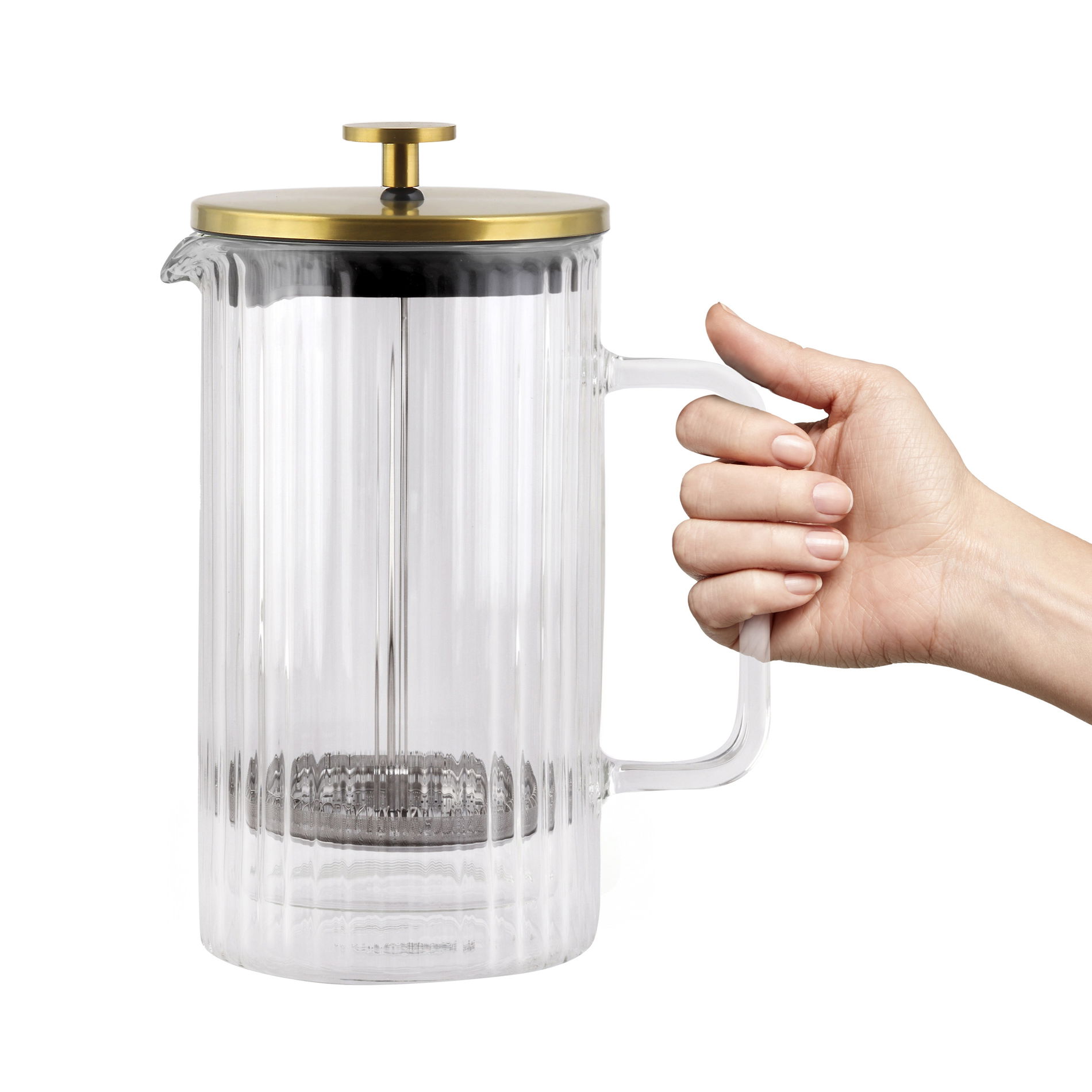 VIALLI DESIGN Tulipán 1 l - french press / ryhovaný piestový varič kávy a čaju