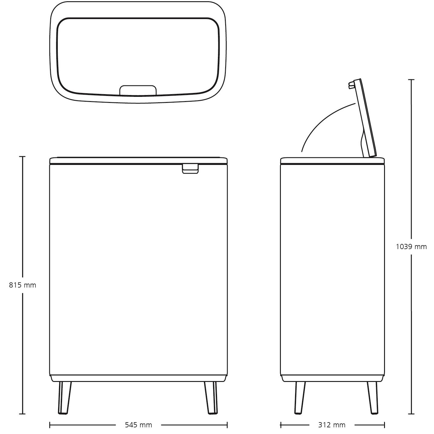 BRABANTIA Touch Bin Bo 60 l czarny - kosz na śmieci ze stali nierdzewnej