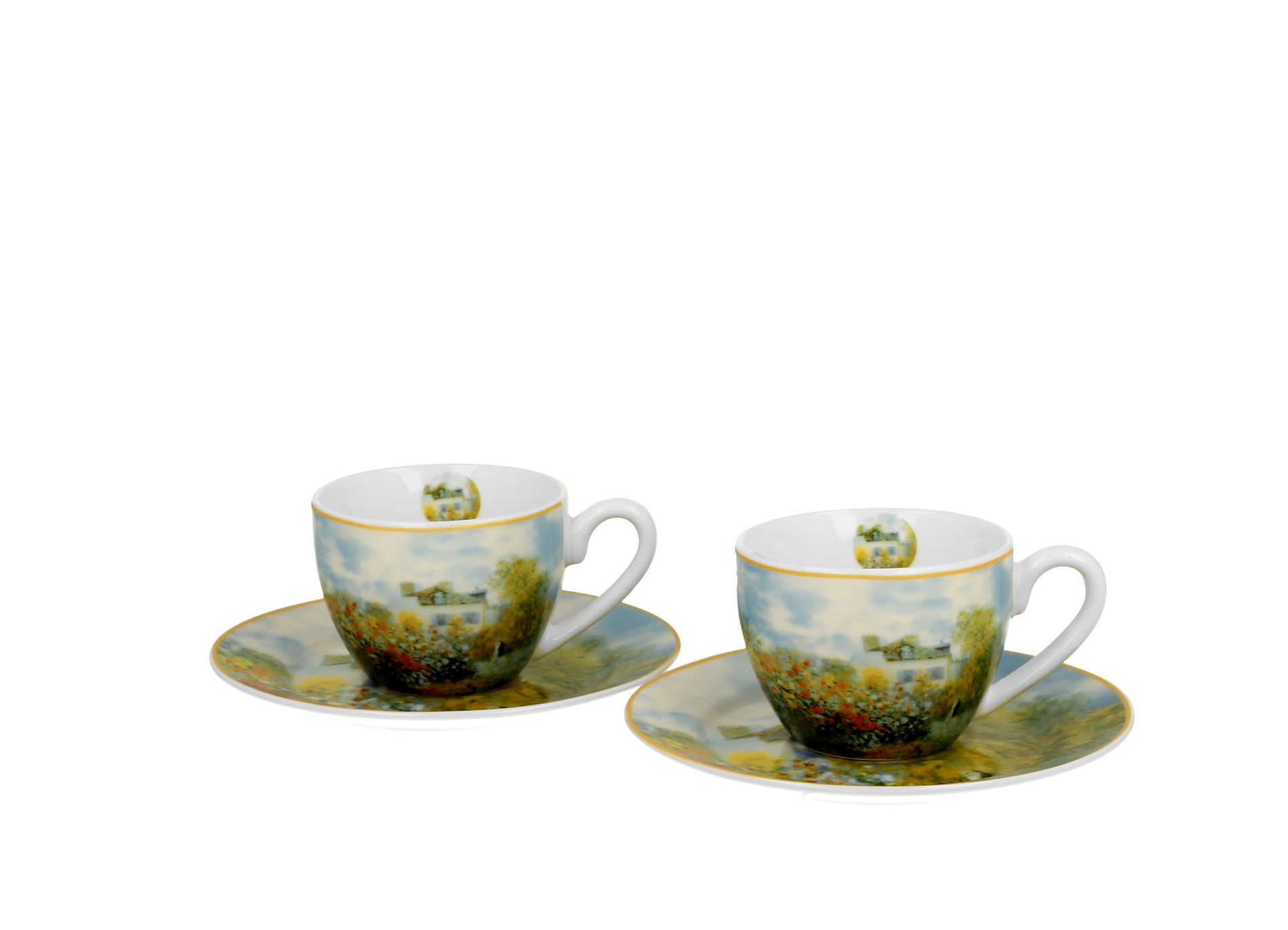 Espresso šálky s tanierikmi DUO ART GALLERY THE GARDEN AT ARGENTEUIL BY C. MONET 110 ml 2 ks