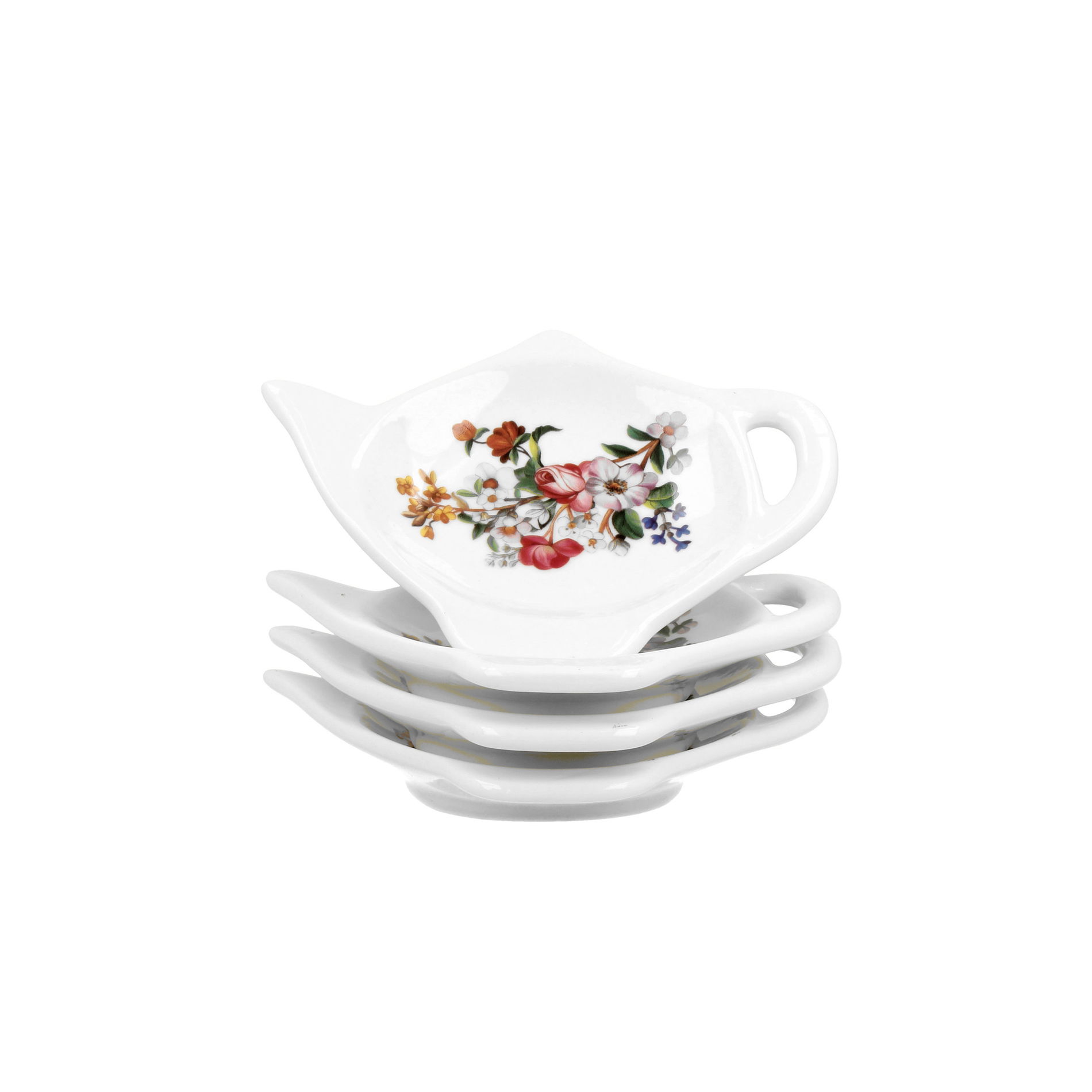 Porcelánové odkládací misky na čajové sáčky DUO VINTAGE FLOWERS 4 ks