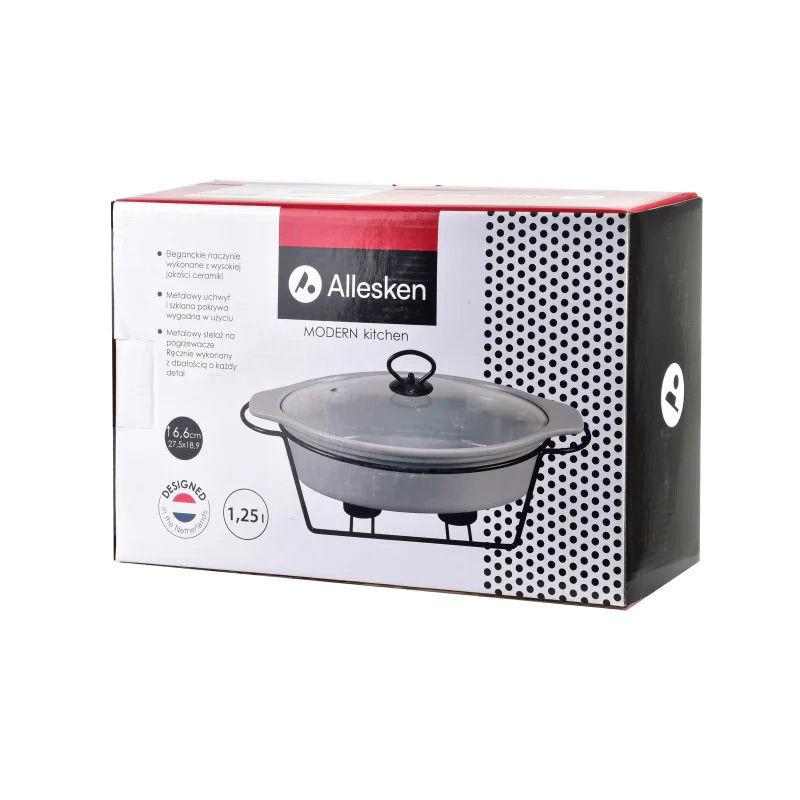 Naczynie ceramiczne z pokrywką i podgrzewaczem MODERN KITCHEN 1,25 l