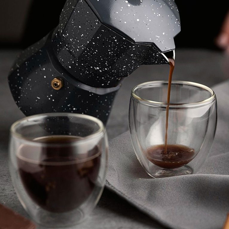 Dvoustěnná skleněná termo sklenice na espresso FLORINA MALACHIT 100 ml 2 ks