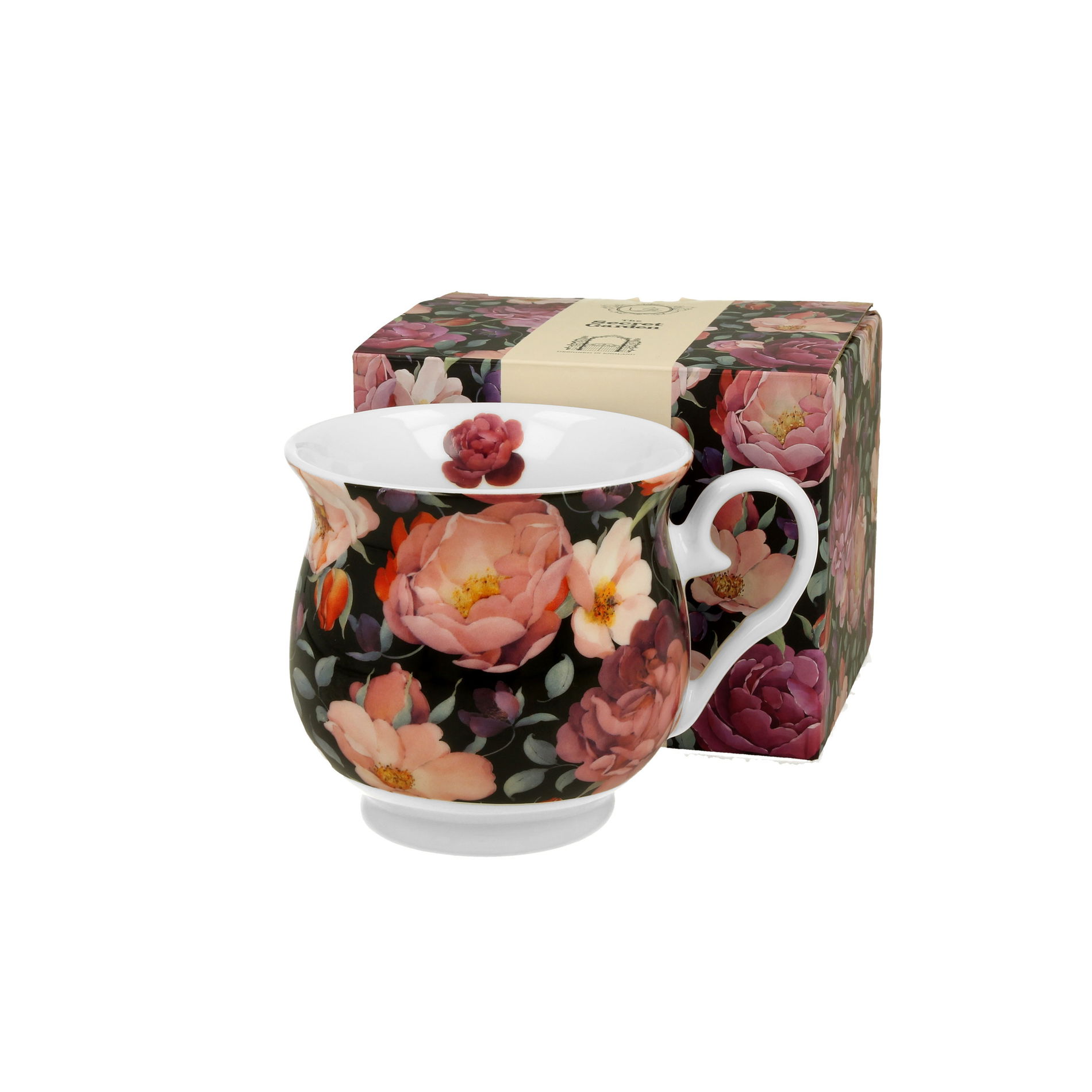 Porcelánový hrnček DUO FLORAL EXCLUSIVE SPRING ROSES BLACK 500 ml
