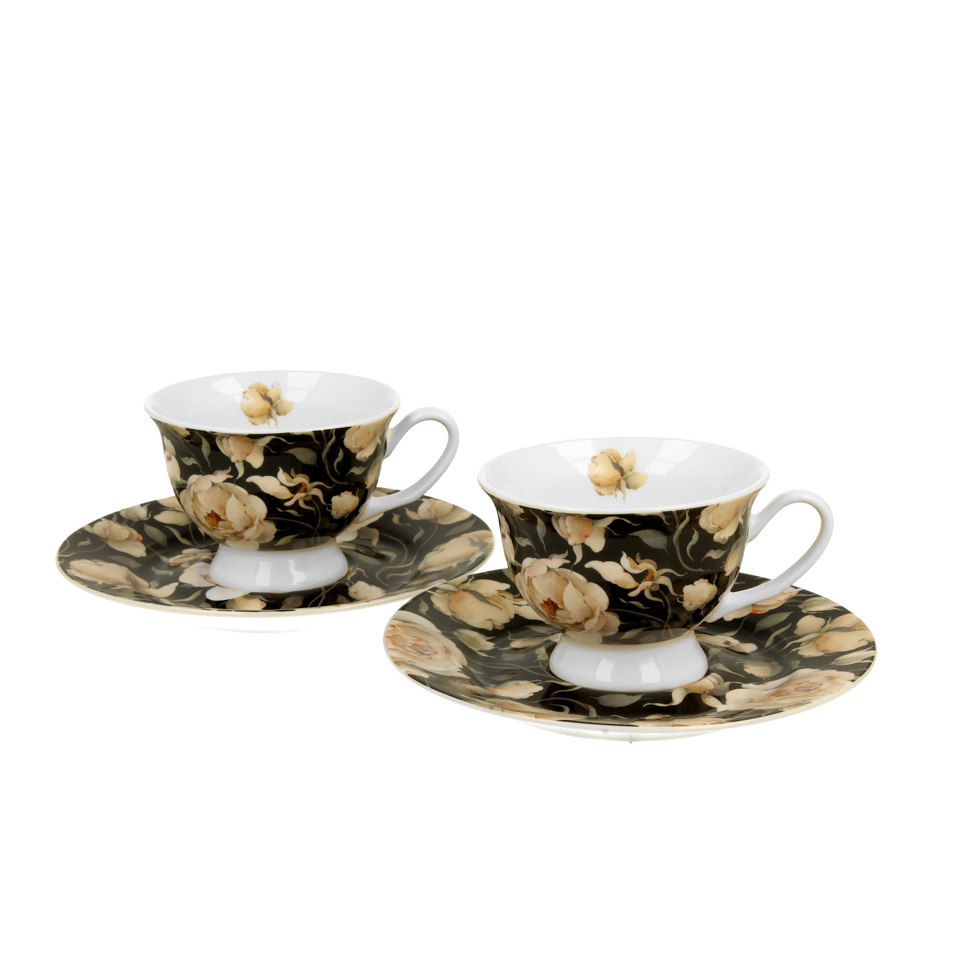 Porcelánové šálky na espresso s podšálky DUO FLORAL EXCLUSIVE ENGLISH ROSES 100 ml 2 ks.