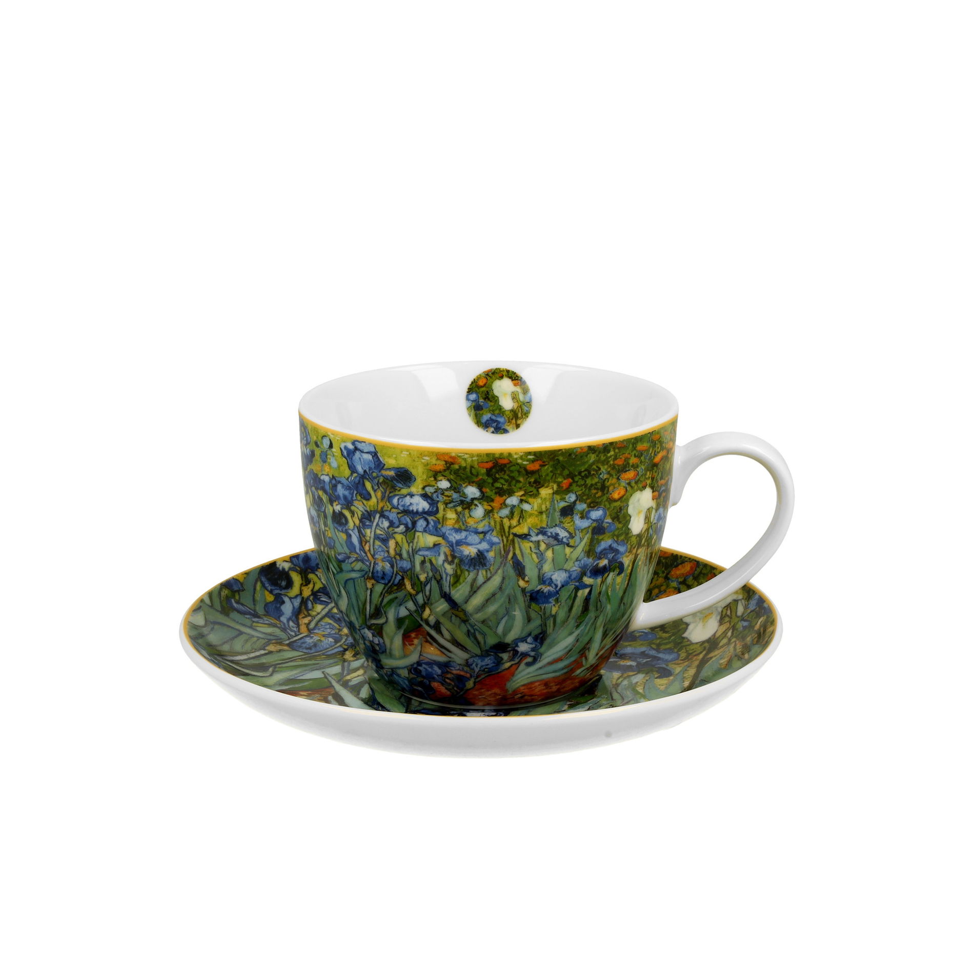 Porcelánový šálek na kávu a čaj s podšálkem DUO ART GALLERY IRISES BY V. VAN GOGH 470 ml