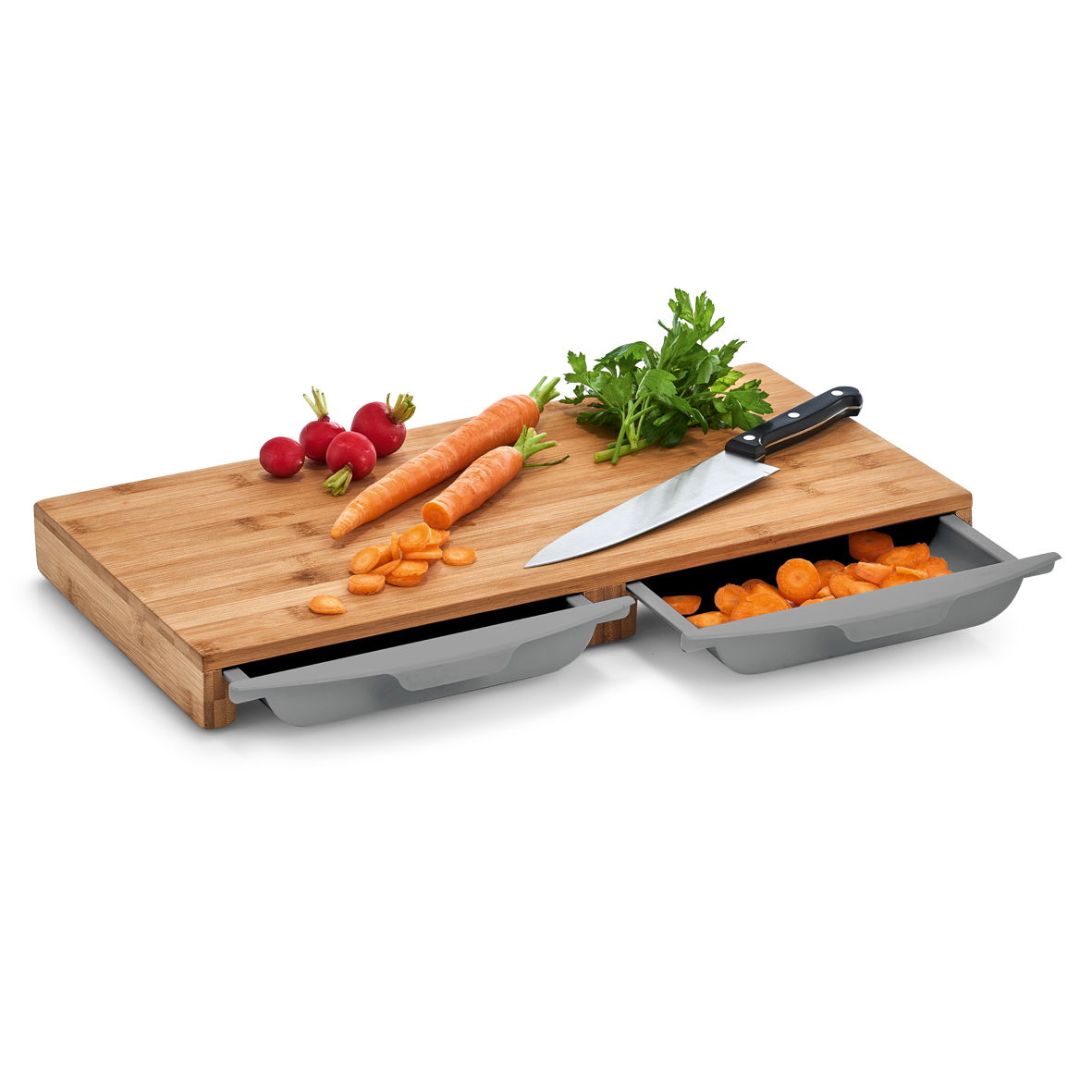 ZELLER Bamboo 50 x 28,5 cm - bambusové kuchyňské prkénko s nádobami na potraviny