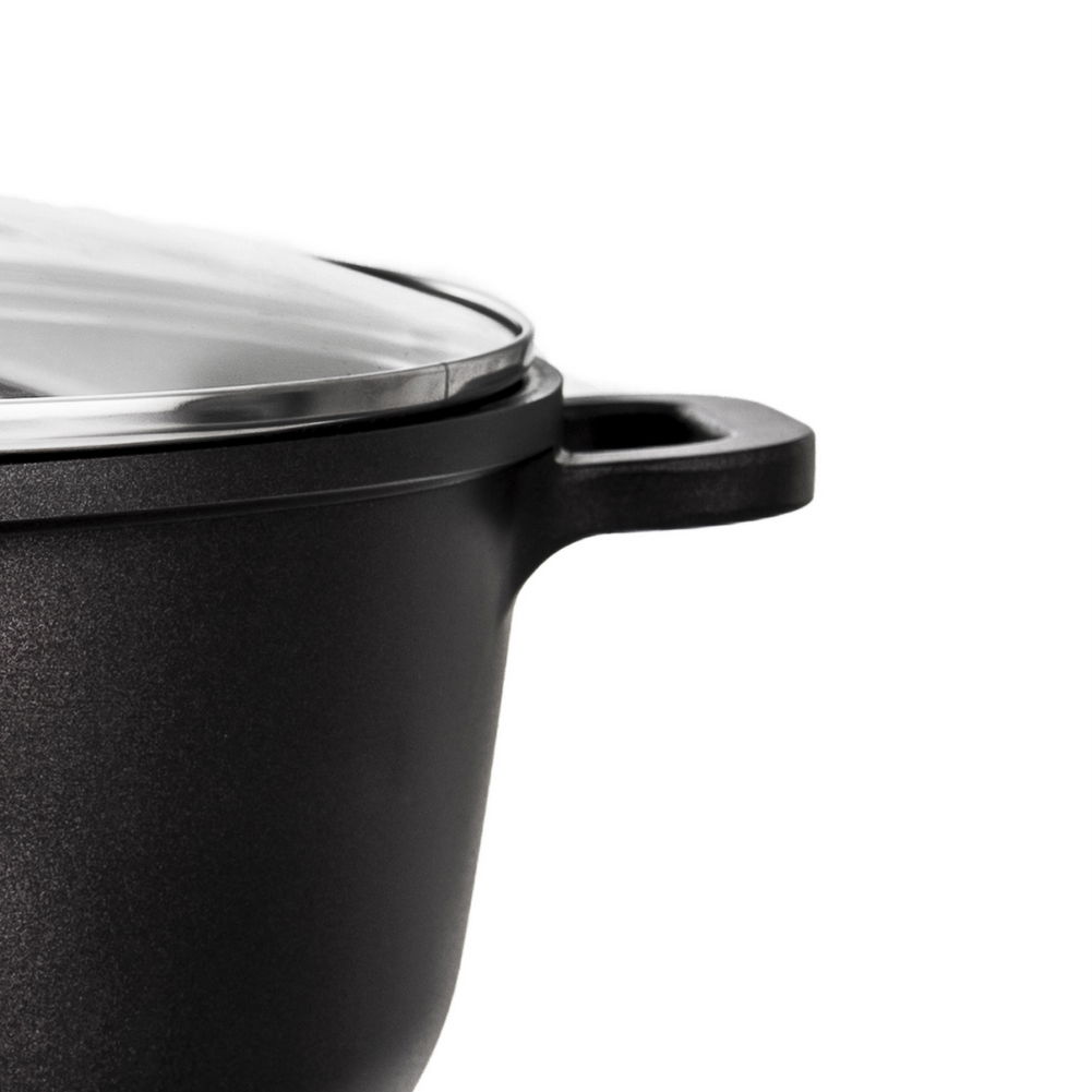 Garnek aluminiowy z pokrywką GRANDE CZARNY 7 l
