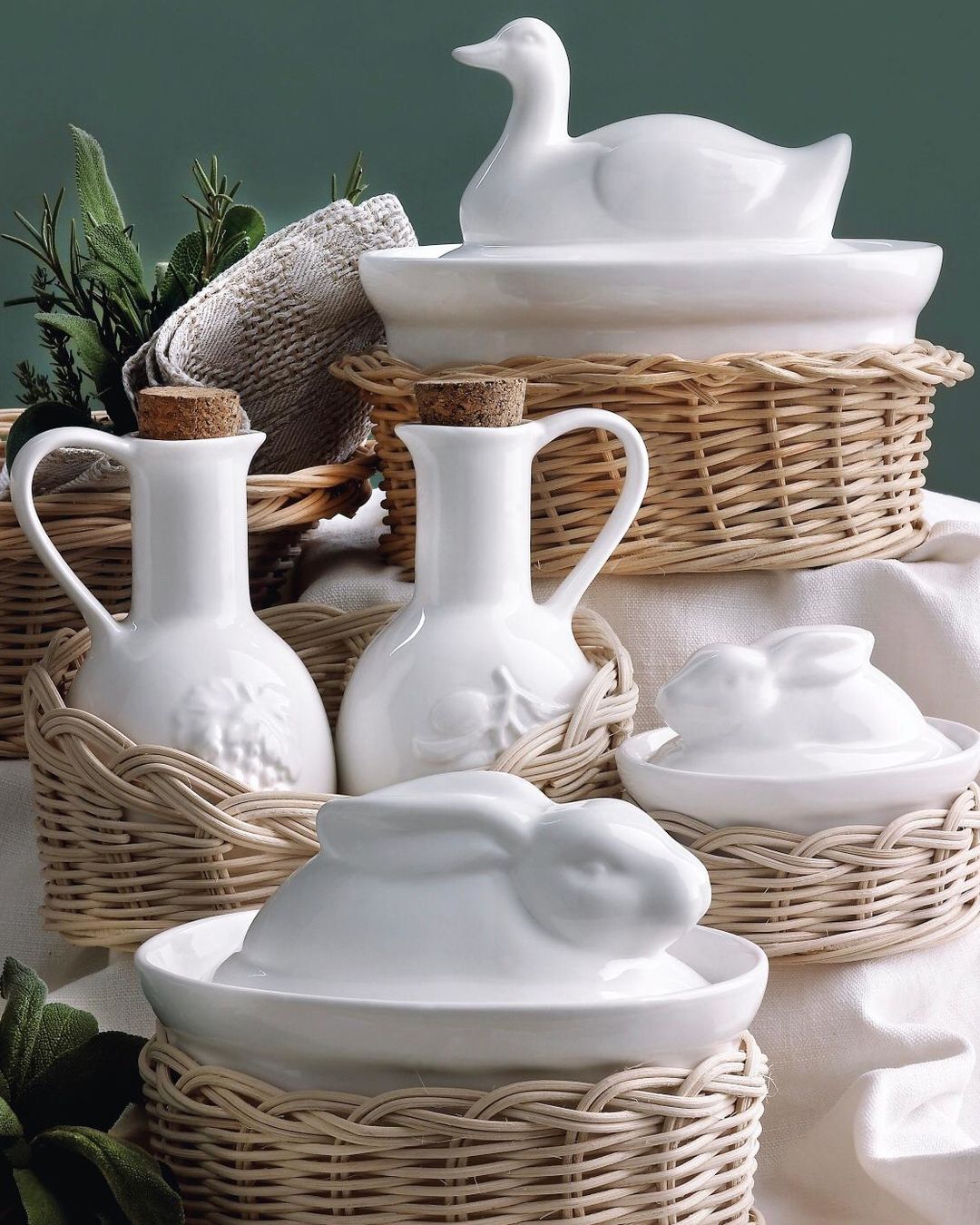 LA PORCELLANA BIANCA Midollino 28 cm - prútený kôš na tvar na quiche