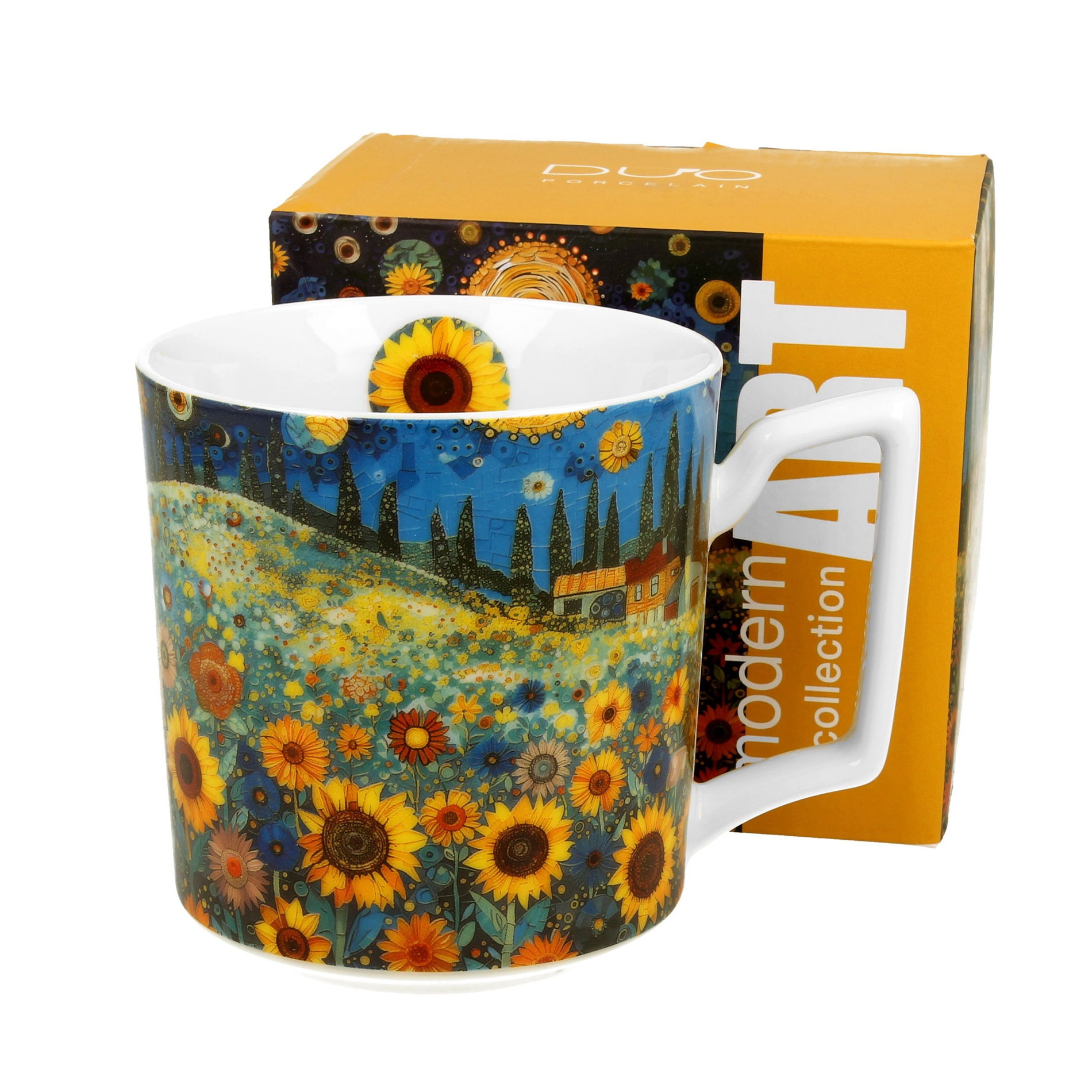 Kubek porcelanowy DUO MODERN SUNFLOWER FIELD 450 ml
