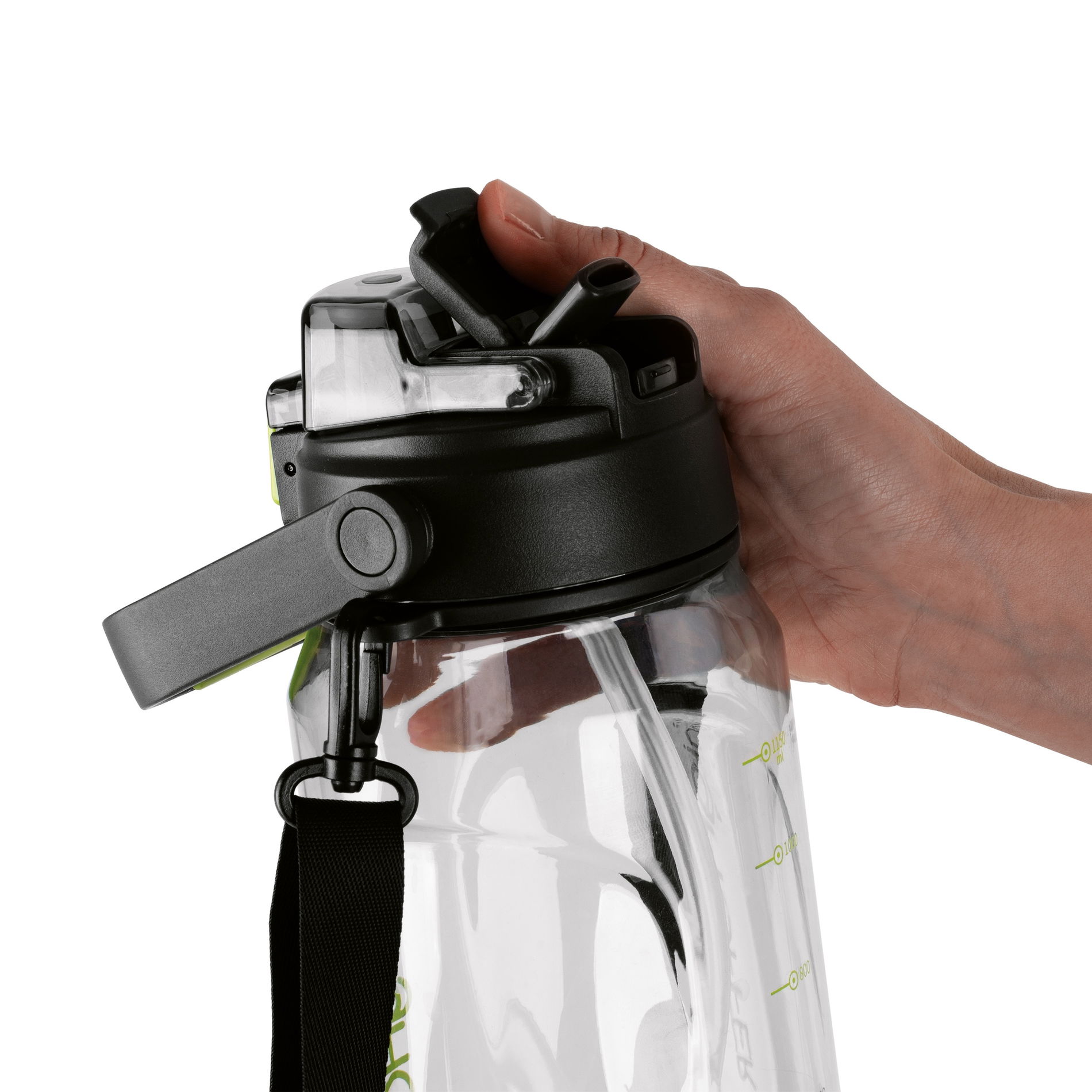 Láhev / láhev na vodu velká tritanová s brčkem a popruhem na nošení KONIGHOFFER REMO 1,4 l