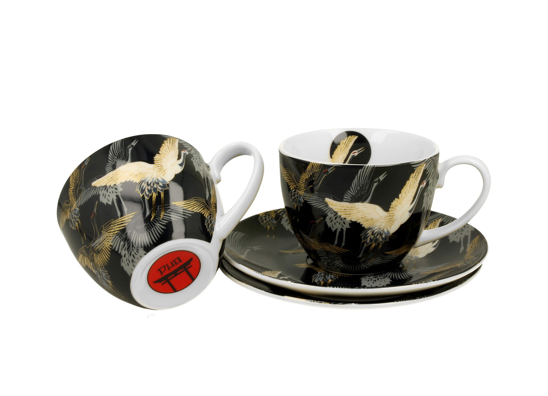 Porcelánové šálky na kávu a čaj s podšálkami DUO ART GALLERY ŽERUCHY V NOCI 280 ml 2 ks.
