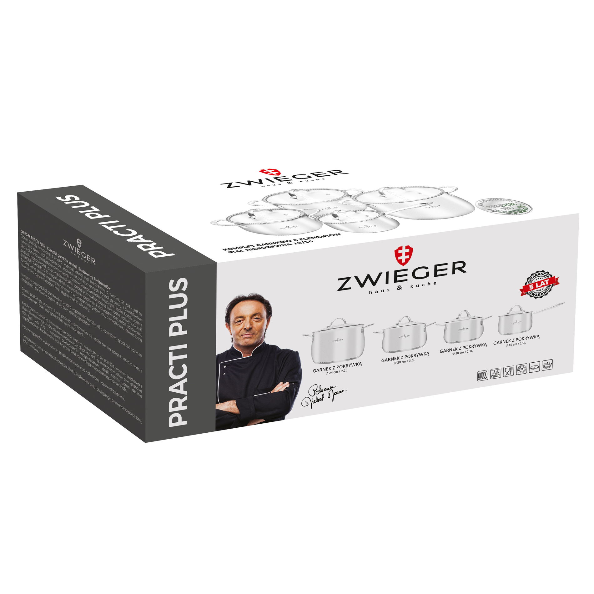 ZWIEGER Practi Plus - sada 4 nerezových hrnců s pokličkami
