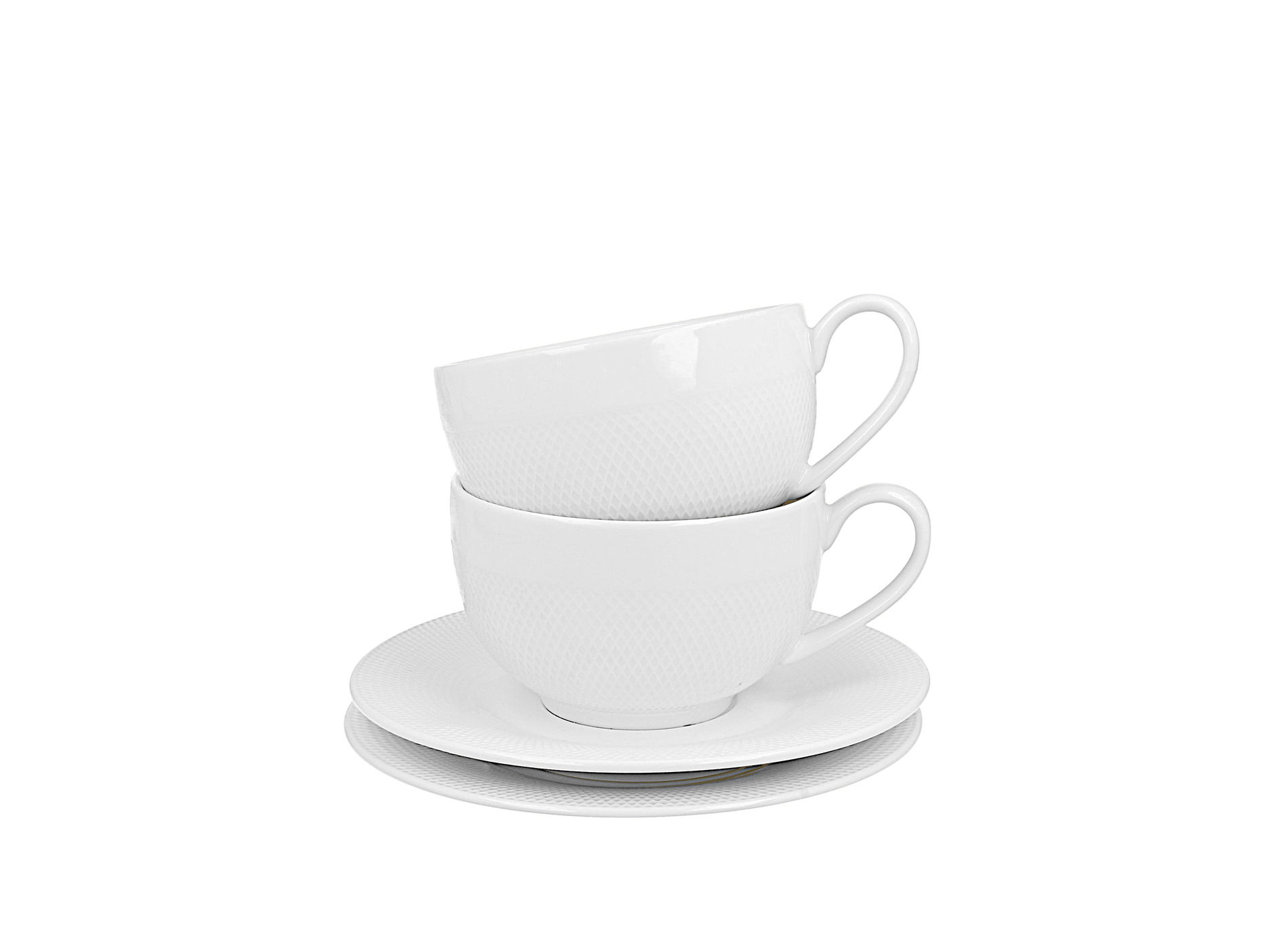 Filiżanki do kawy i herbaty porcelanowe ze spodkami DUO DIAMOND 250 ml 2 szt.