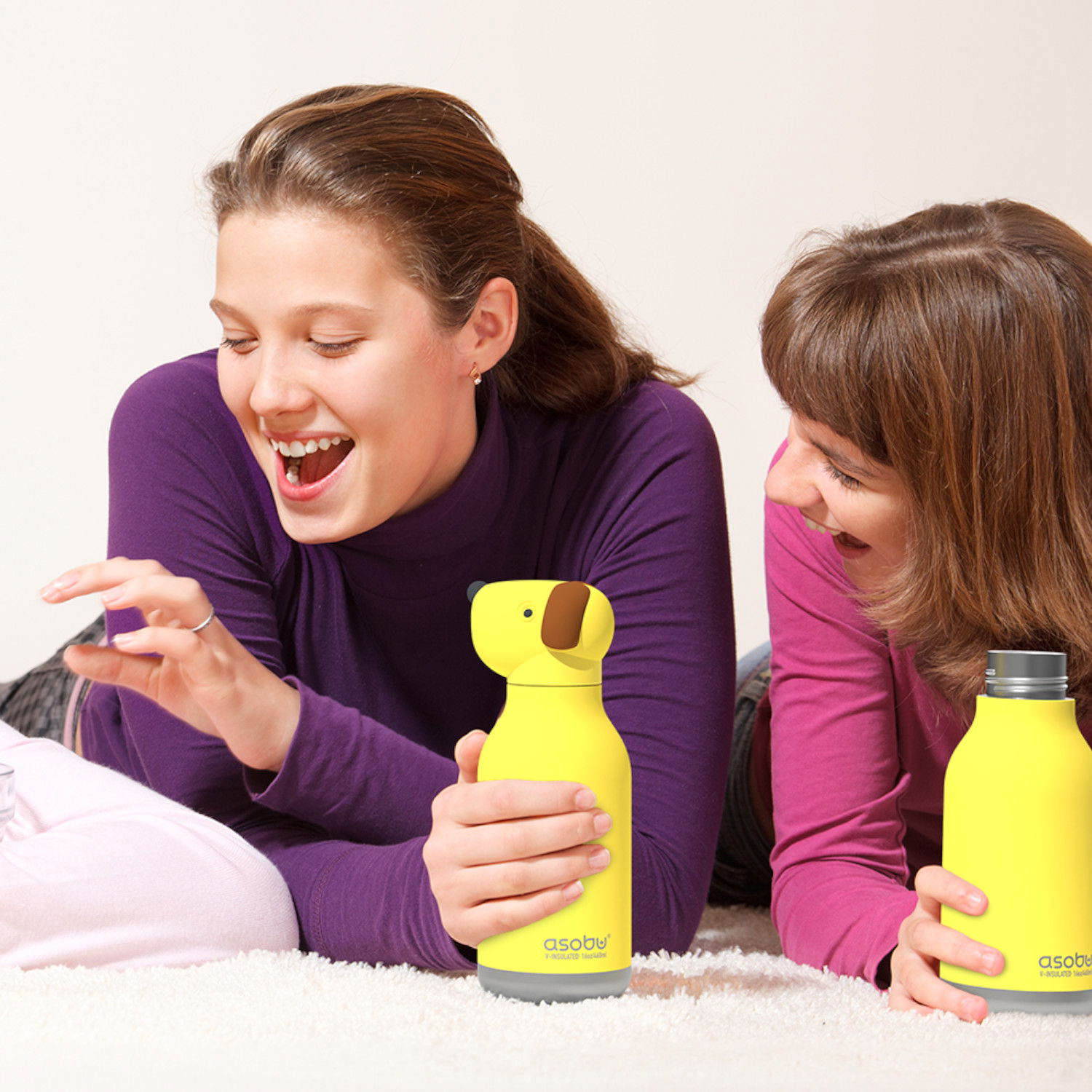 ASOBU Bestie Bottle Dog 0,46 l - butelka termiczna dla dzieci ze słomką