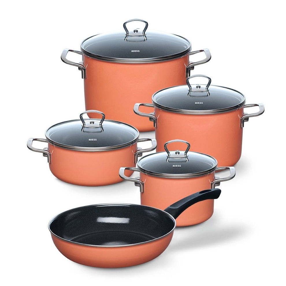 RIESS Mango - zestaw 4 garnków ceramicznych z pokrywkami i patelnią