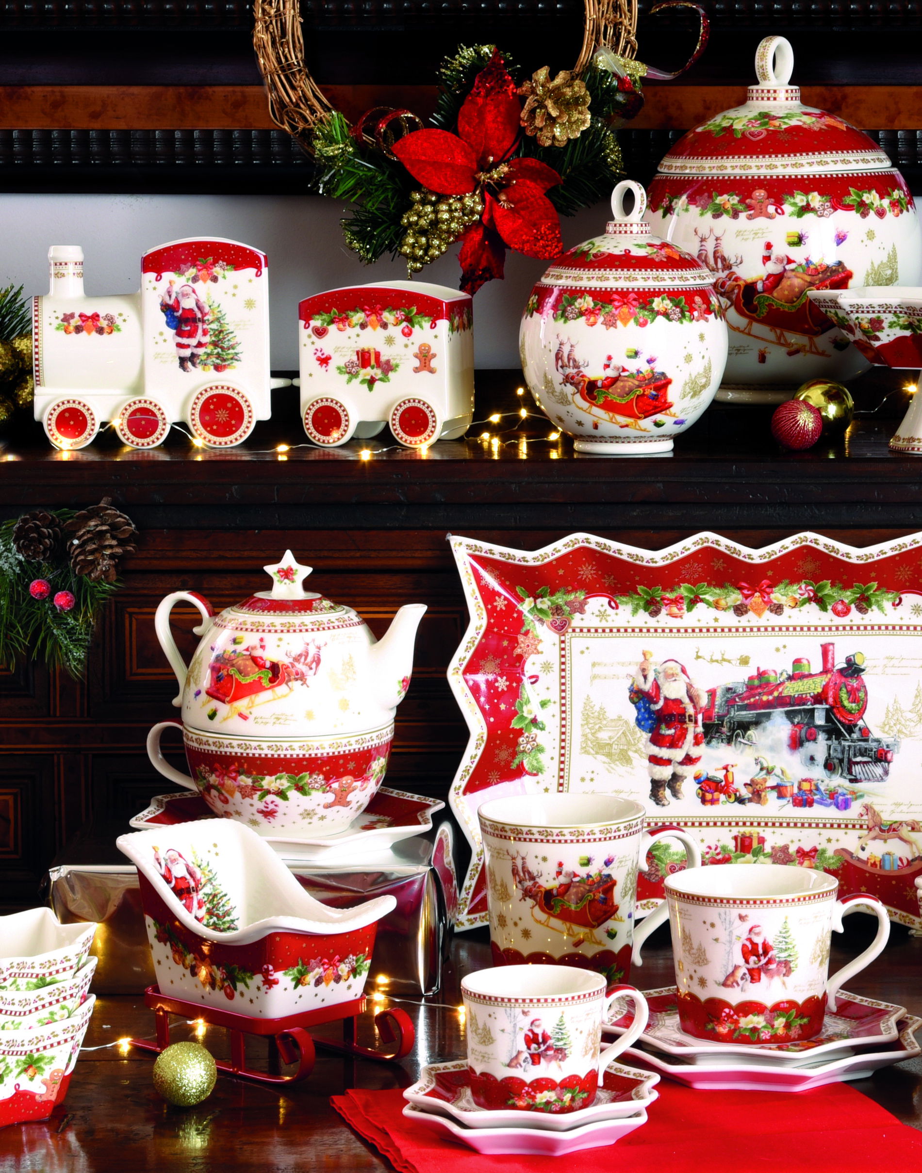 CHRISTMAS MEMORIES BÍLÁ A ČERVENÁ Kuchyňská rukavice a tlapky (3 ks)