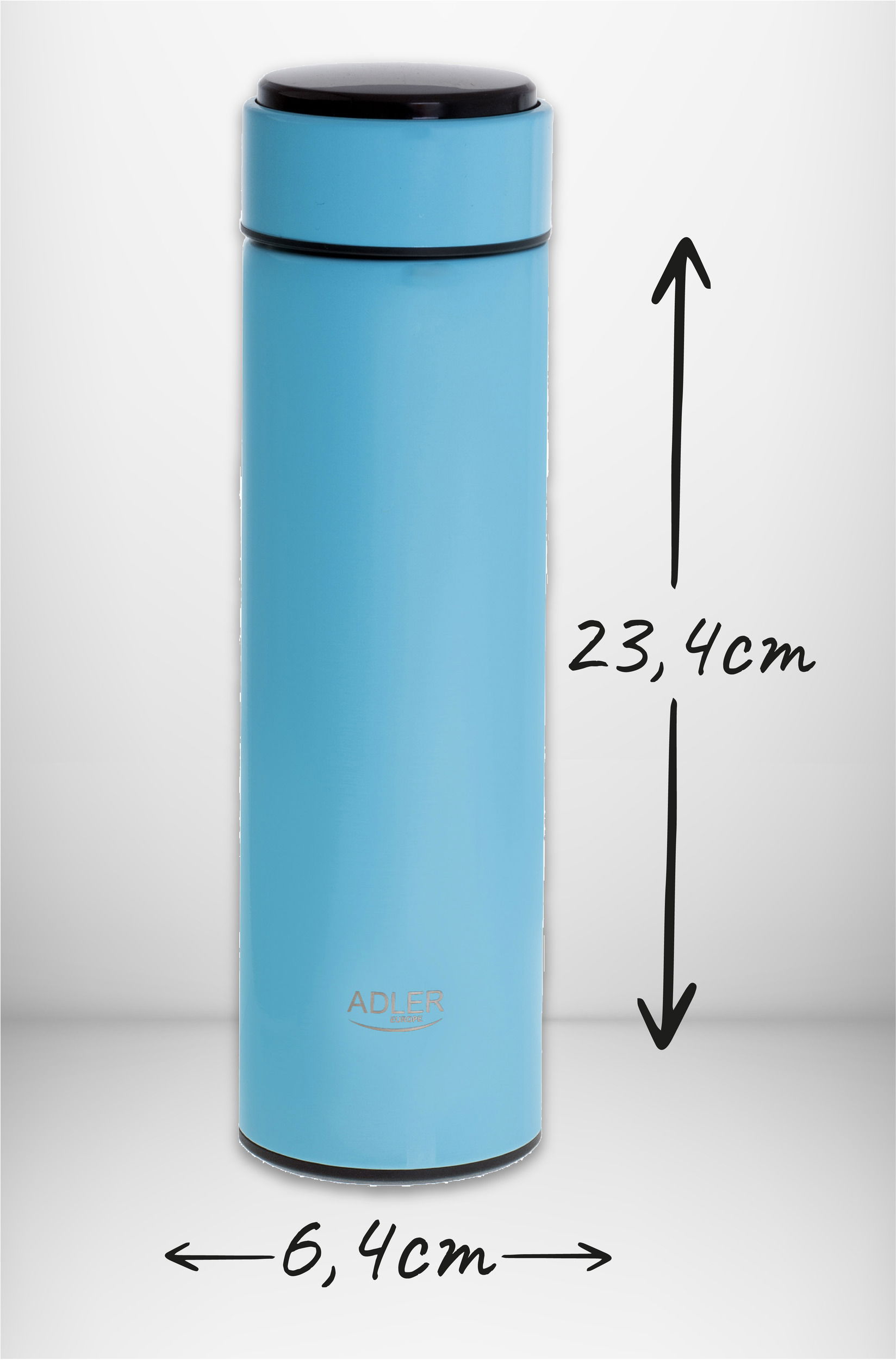 ADLER AD 4506bl 0,47 l - termoska na kávu a čaj z nerezové oceli s teploměrem