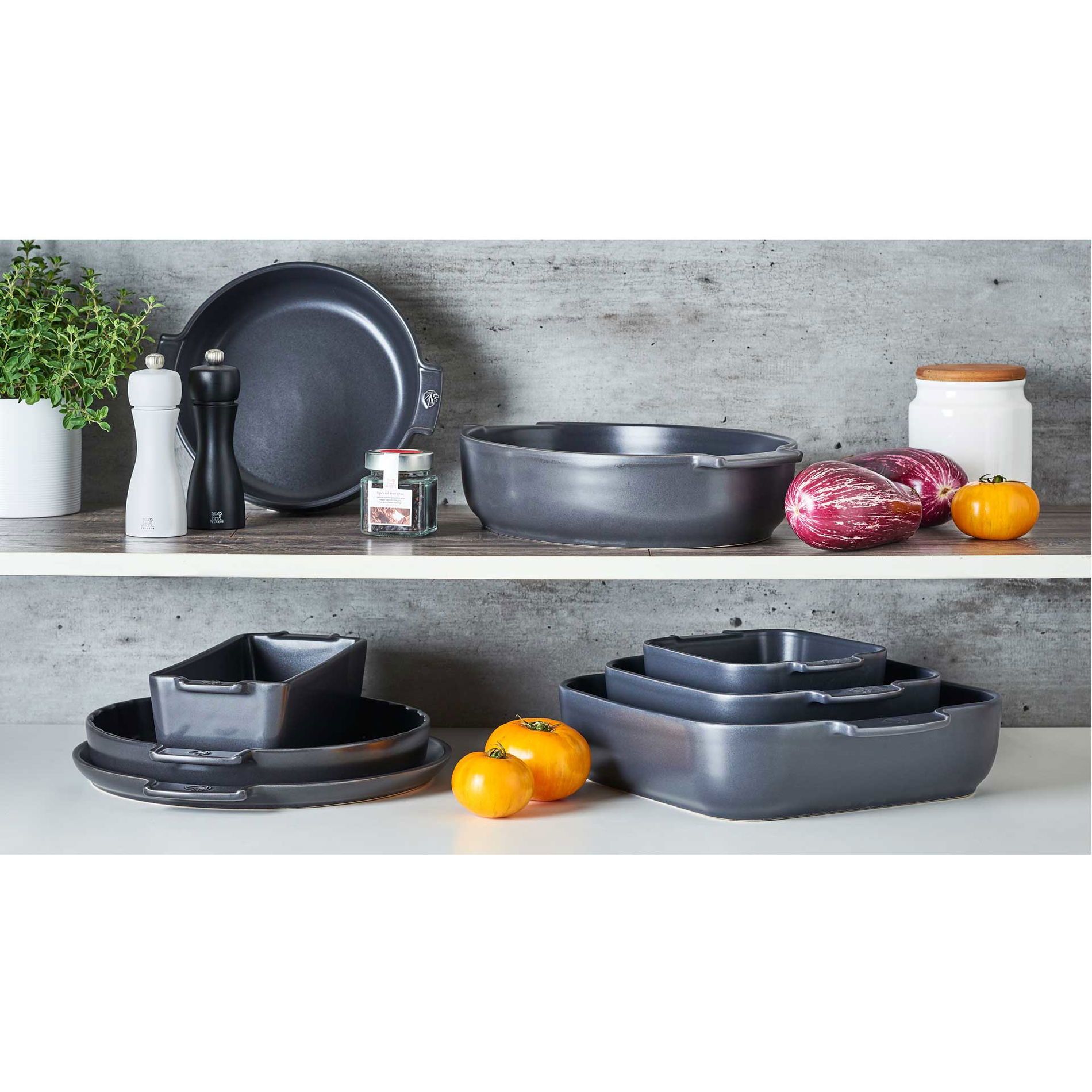PEUGEOT Appolia 23 cm szare - naczynie żaroodporne do zapiekania ceramiczne
