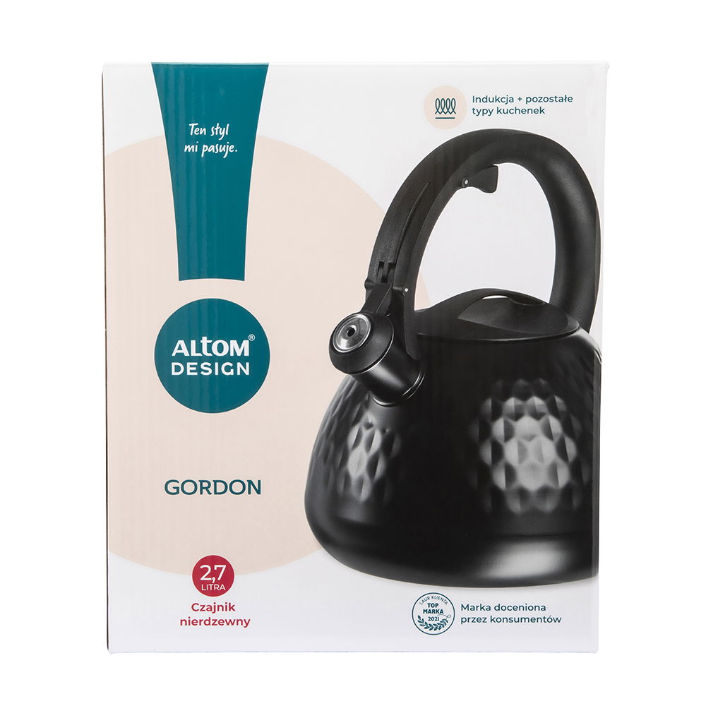 Czajnik ze stali nierdzewnej z gwizdkiem GORDON 2,7 l
