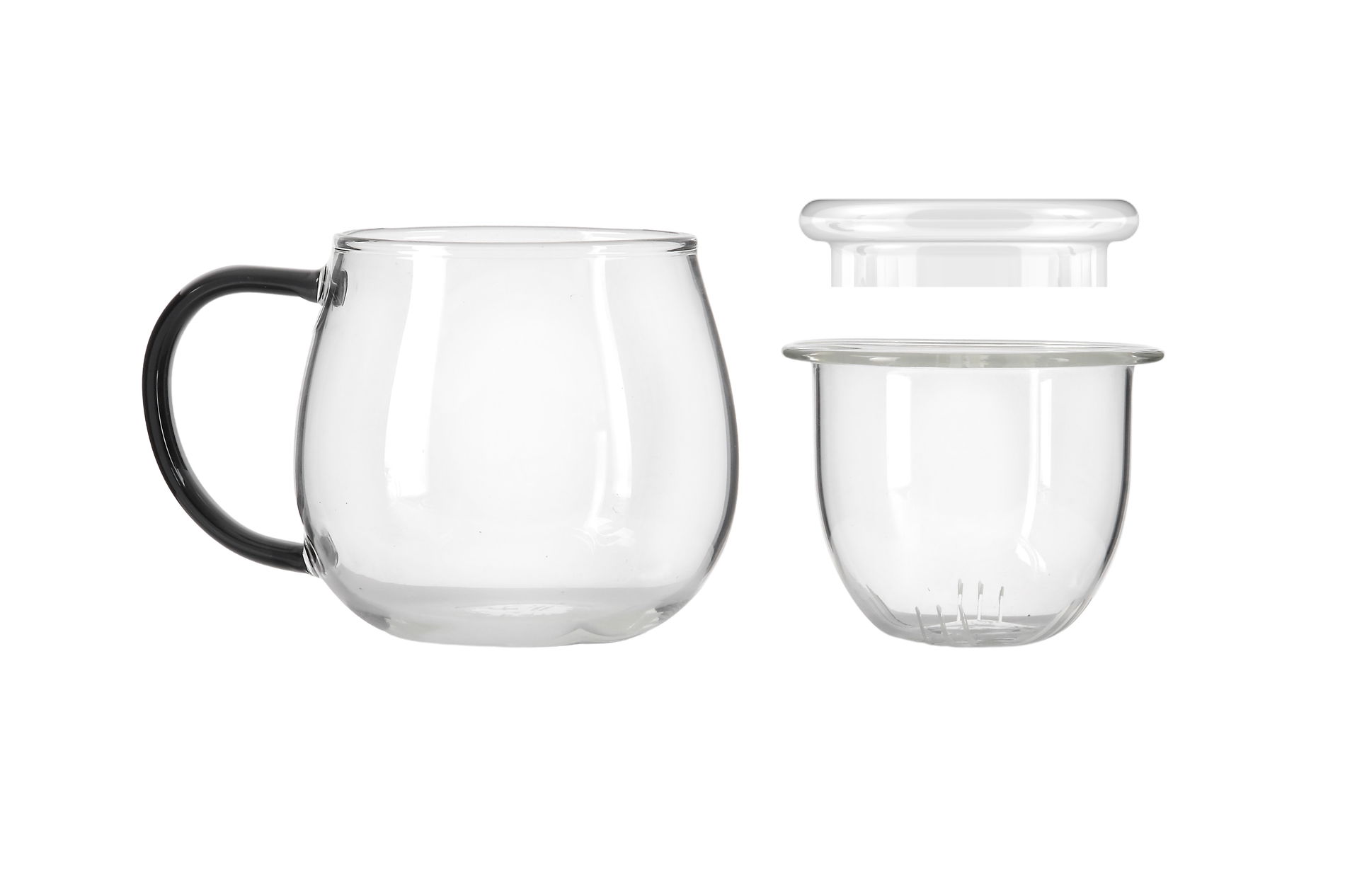 VIALLI DESIGN Bolla 400 ml - skleněný hrnek s konvičkou a víkem