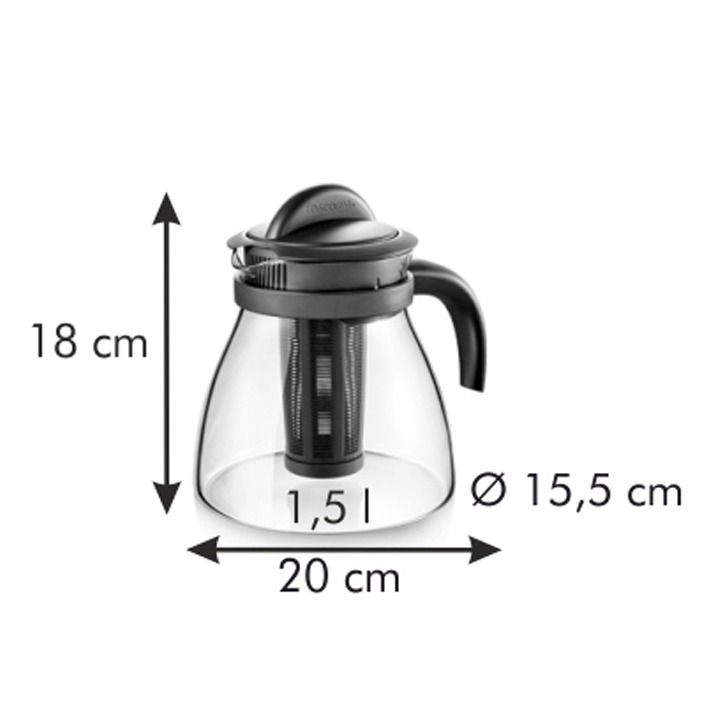 Sklenený čajník a konvička na kávu s čajovým infúzorom TESCOMA MONTE CARLO ČIERNY 1,5 l