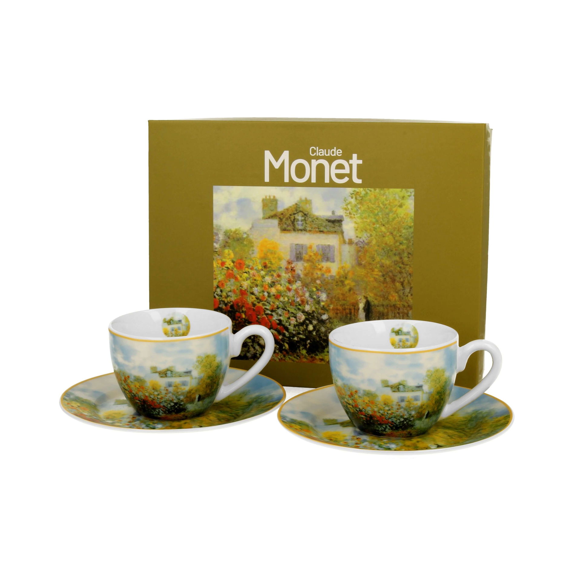 Espresso šálky s tanierikmi DUO ART GALLERY THE GARDEN AT ARGENTEUIL BY C. MONET 110 ml 2 ks