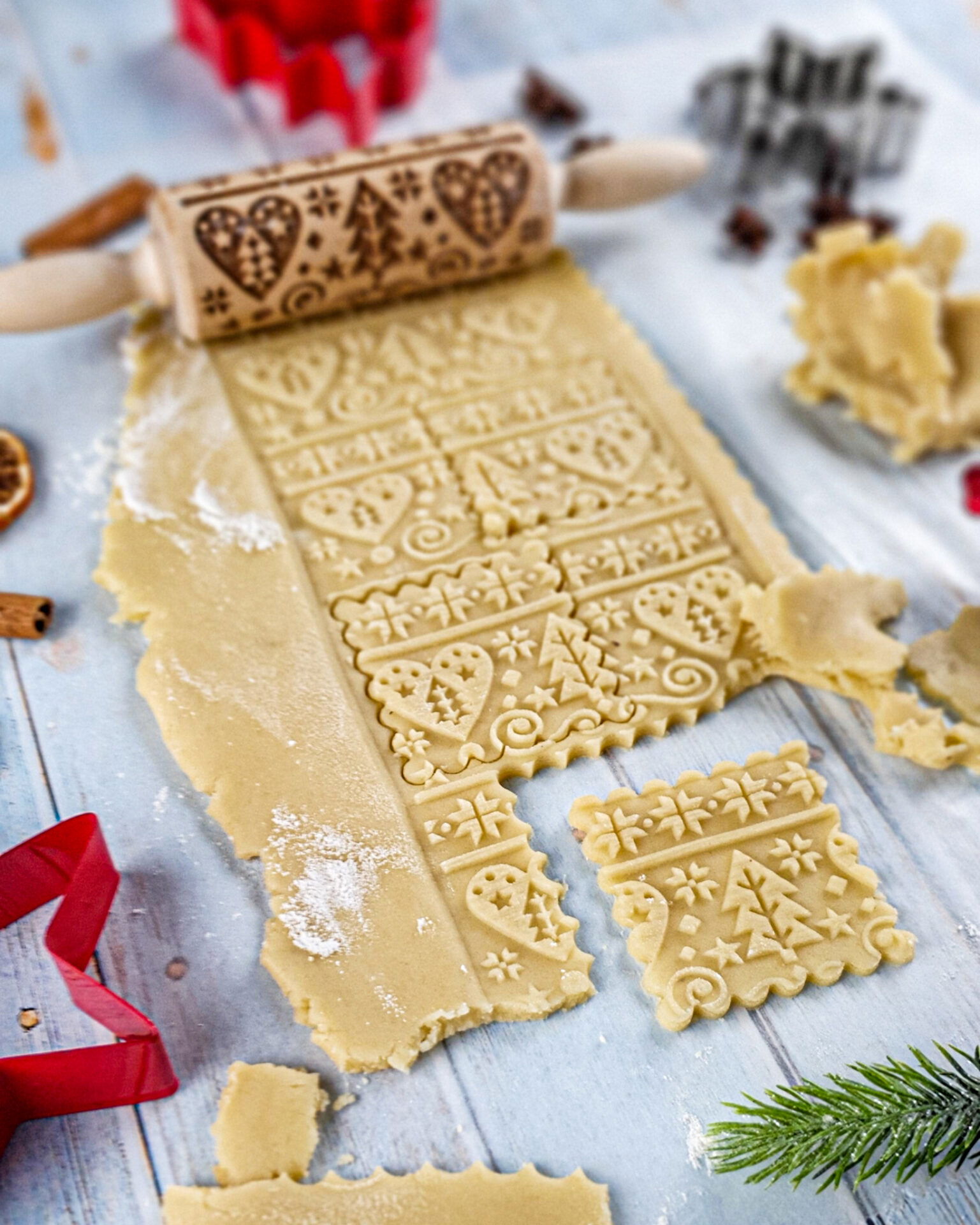 LEGÁLNÍ VÁLEČKY I Love Christmas 24 cm - malý vánoční váleček na těsto otočný dřevěný
