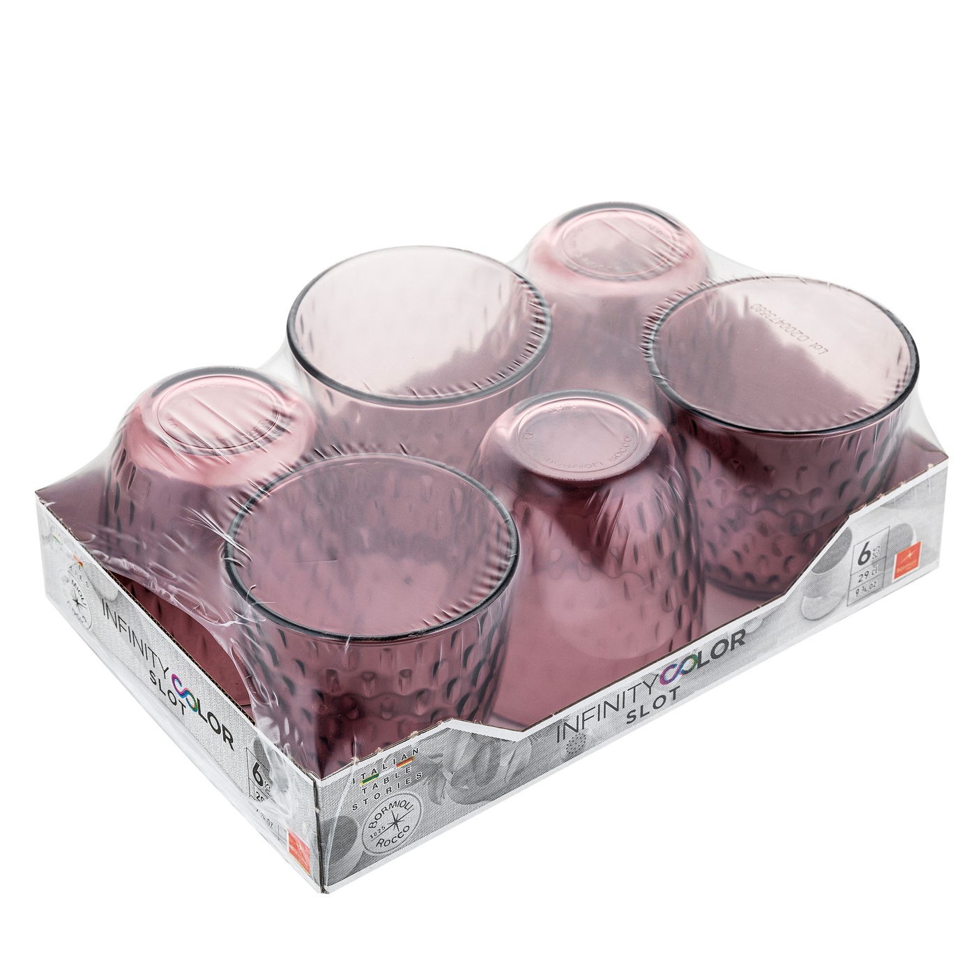 Sklenené poháre na nápoje a drinky BORMIOLI ROCCO SLOTA LILAC ROSE 290 ml 6 ks.