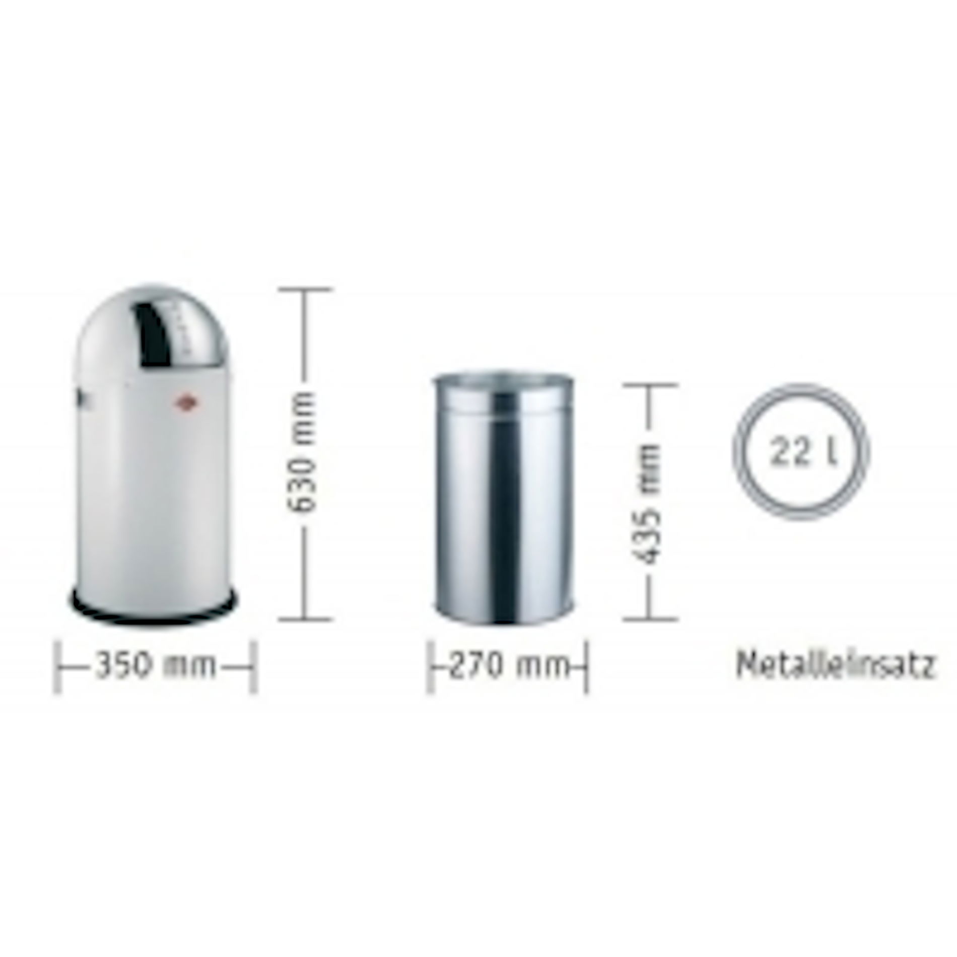 WESCO Push Boy Junior 22 l biały - kosz na śmieci stalowy