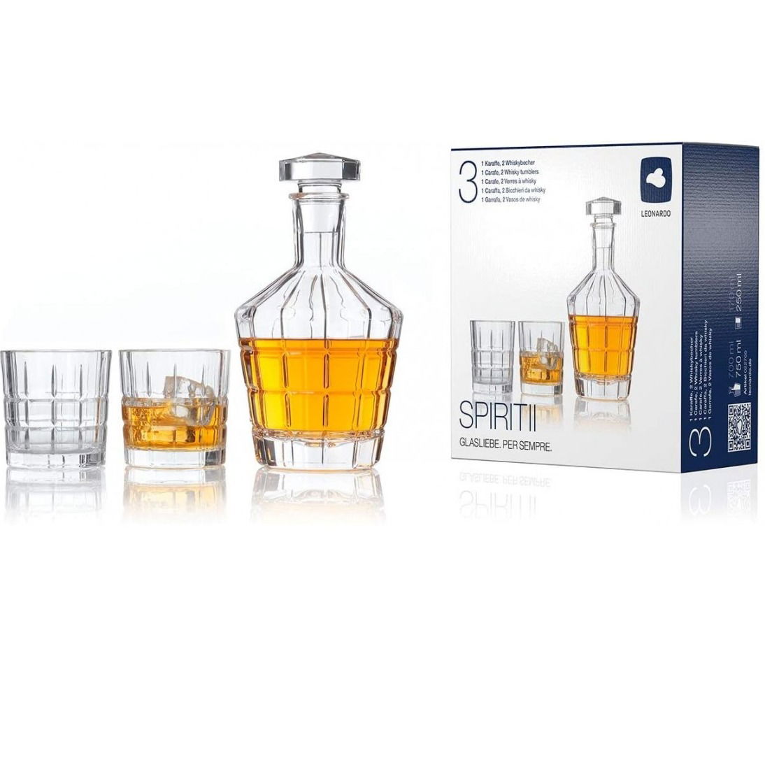Skleněná karafa se skleničkami na whisky LEONARDO SPIRITII 3 el.