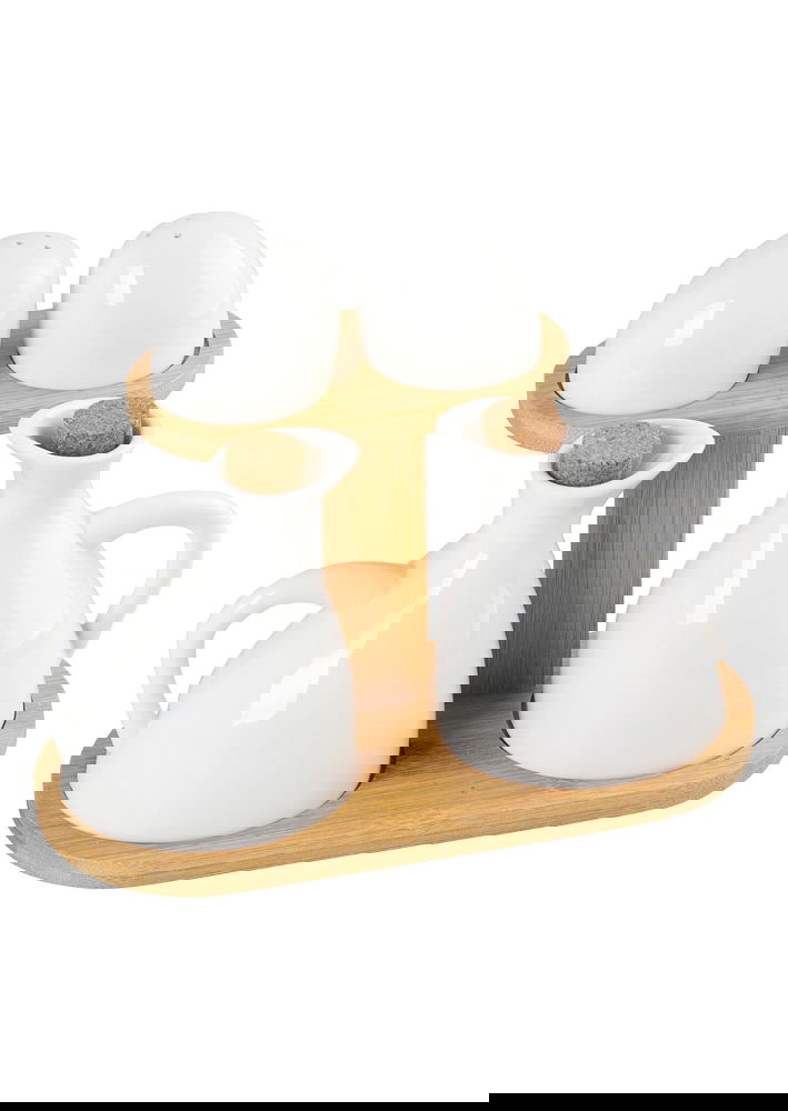 Porcelánové dózy na koření na podložce REGULAR BÍLÉ 4 ks