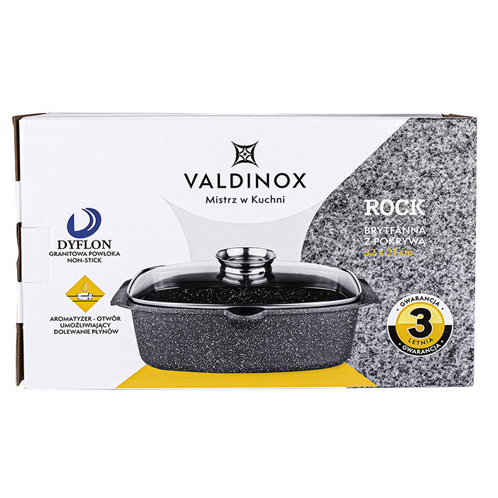 Hliníkový pekáč s pokličkou VALDINOX ROCK černý 5,7 l