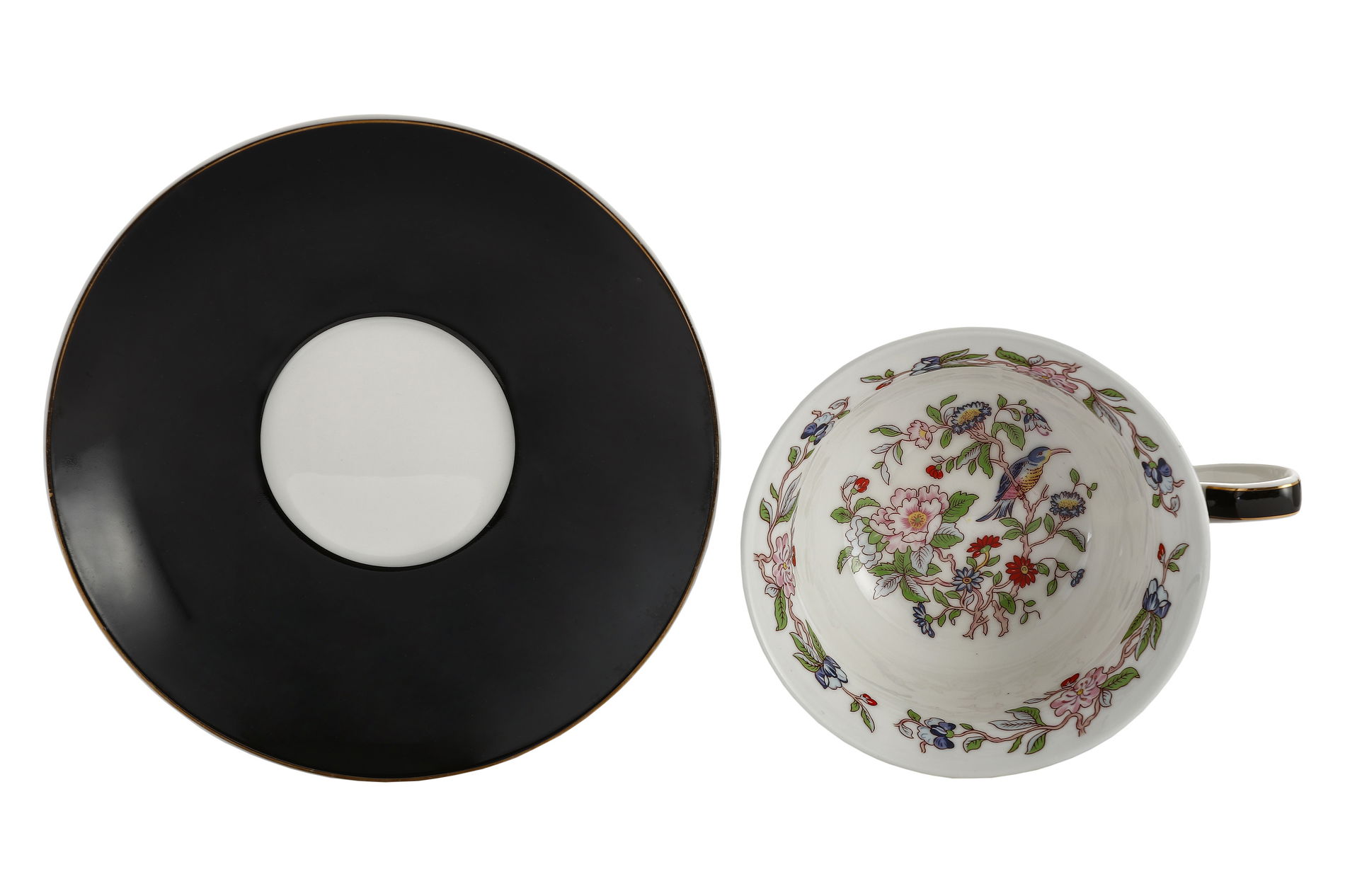 Porcelánový šálek na čaj a kávu s podšálkem BLACK 200 ml