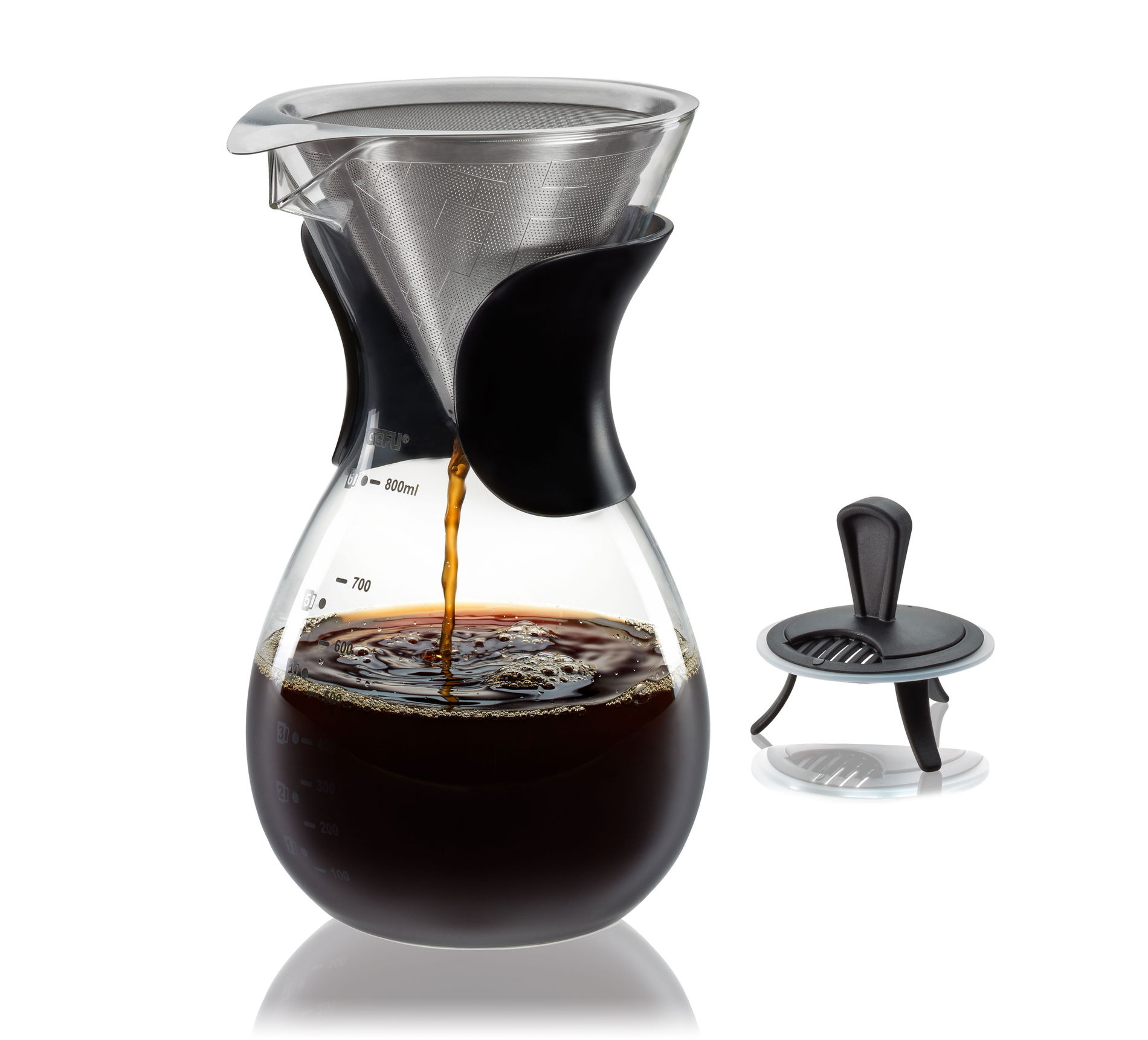 GEFU Butio - dripper / filtr do kawy ze stali nierdzewnej z dzbankiem 0,8 l