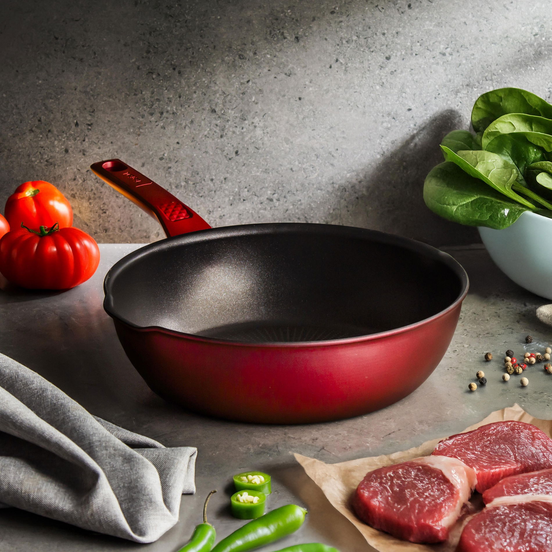 TEFAL Daily Chef Multipan 26cm červená - nepřilnavá titanová pánev